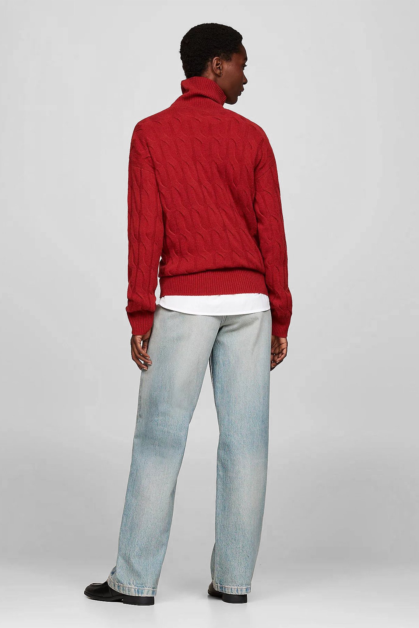 Женский красный шерстяной гольф SOFT WOOL CABLE ROLL-NK 3