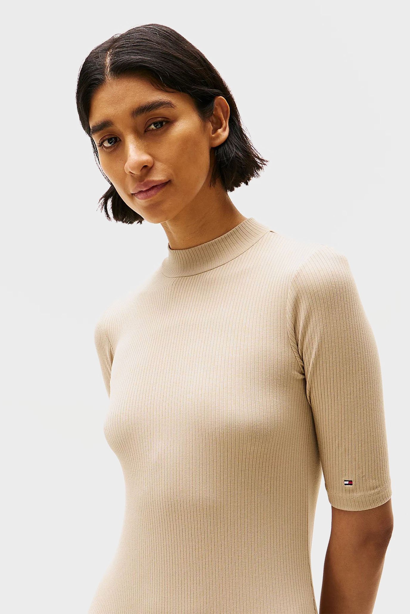 Женское бежевое платье SLIM 5X2 RIB MIDI DRESS 1 2 2