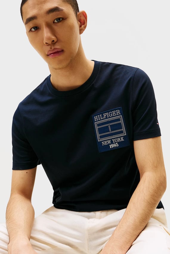 Мужская темно-синяя футболка HILFIGER OUTLINE FLAG