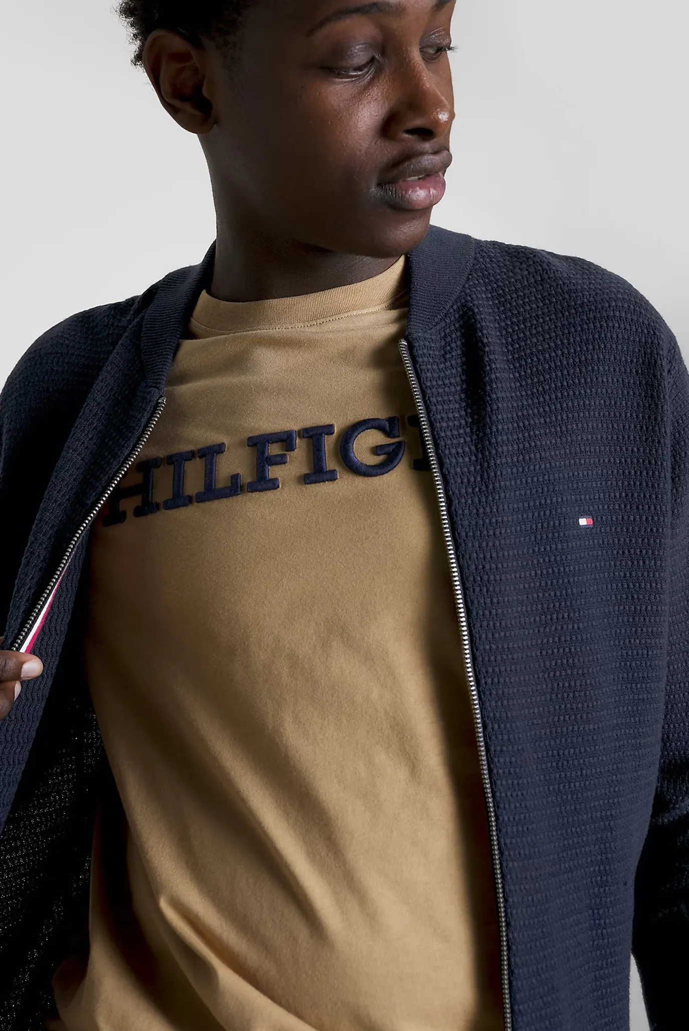 Мужской темно-синий кардиган INTERLACED BASEBALL ZIP THROUGH 4