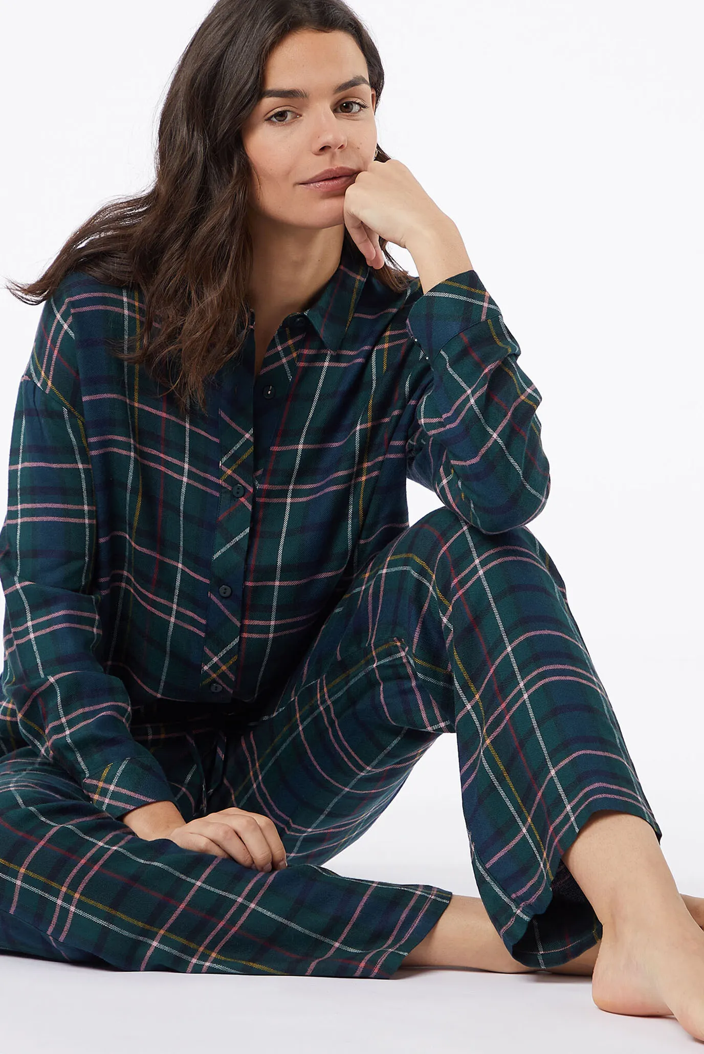 Женские зеленые брюки в клетку EASY 3