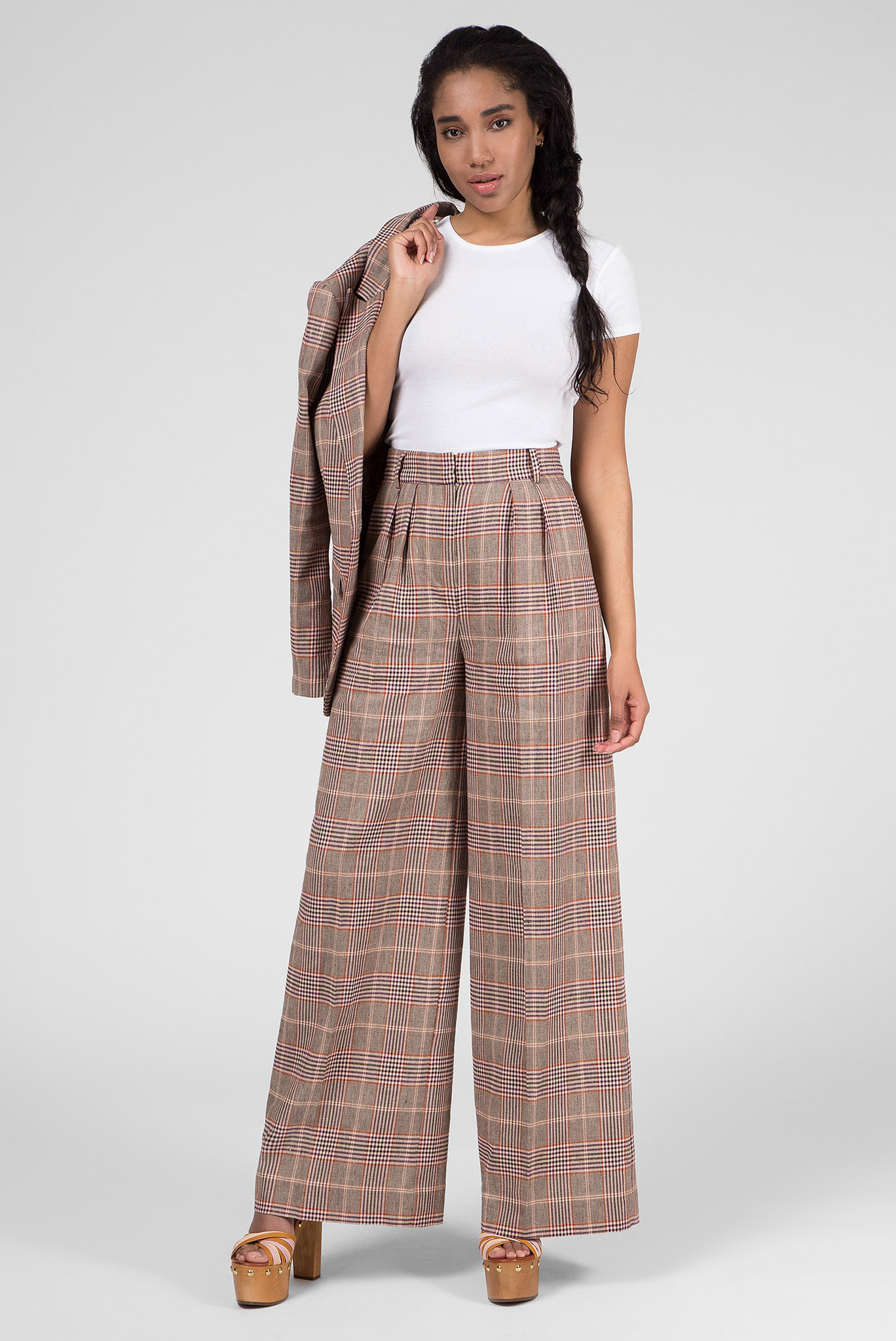 Женские брюки в клетку ZENDAYA WIDE LEG TAILORED 5