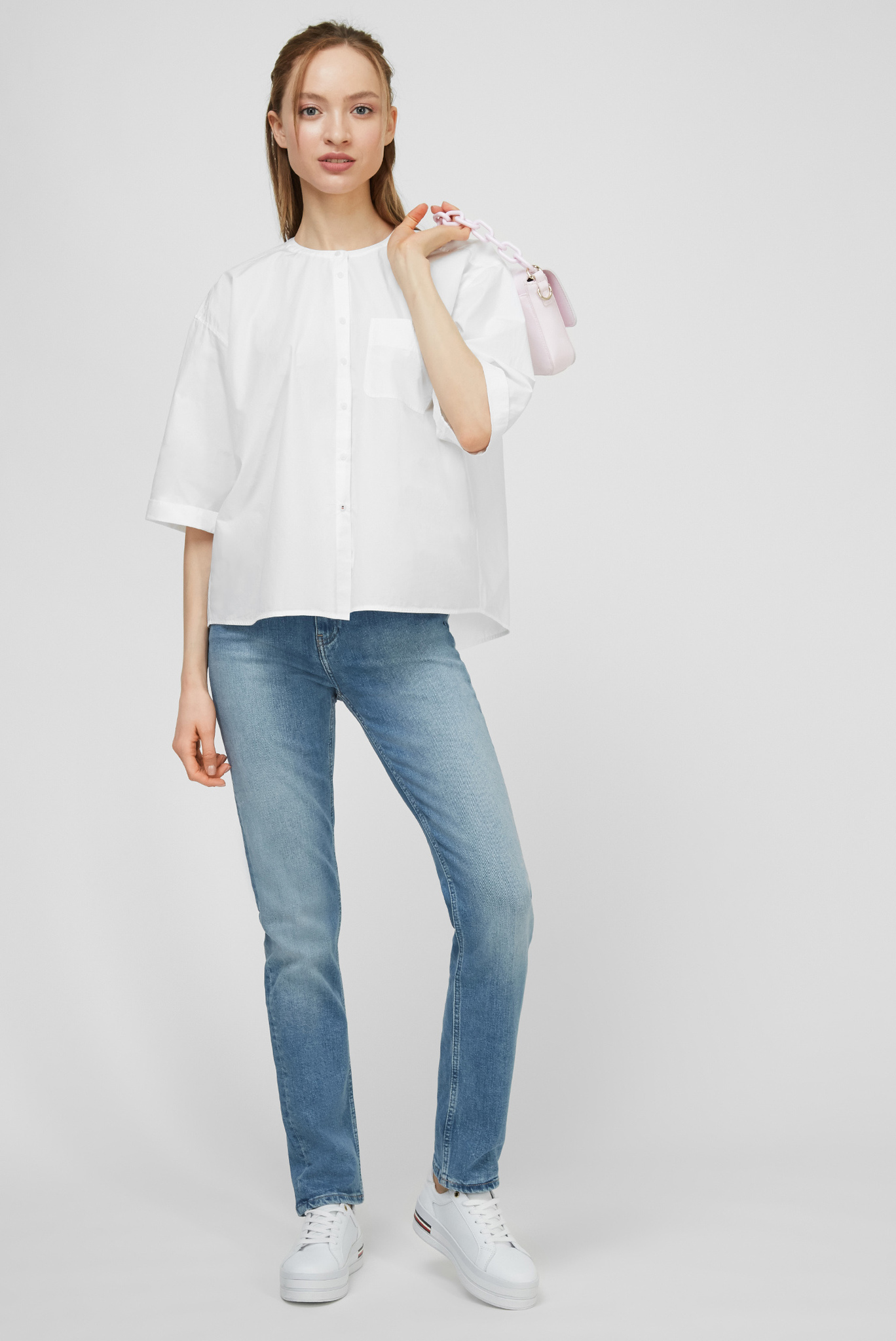 Женская белая рубашка CRISP POPLIN RELAXED SHIRT SS 5