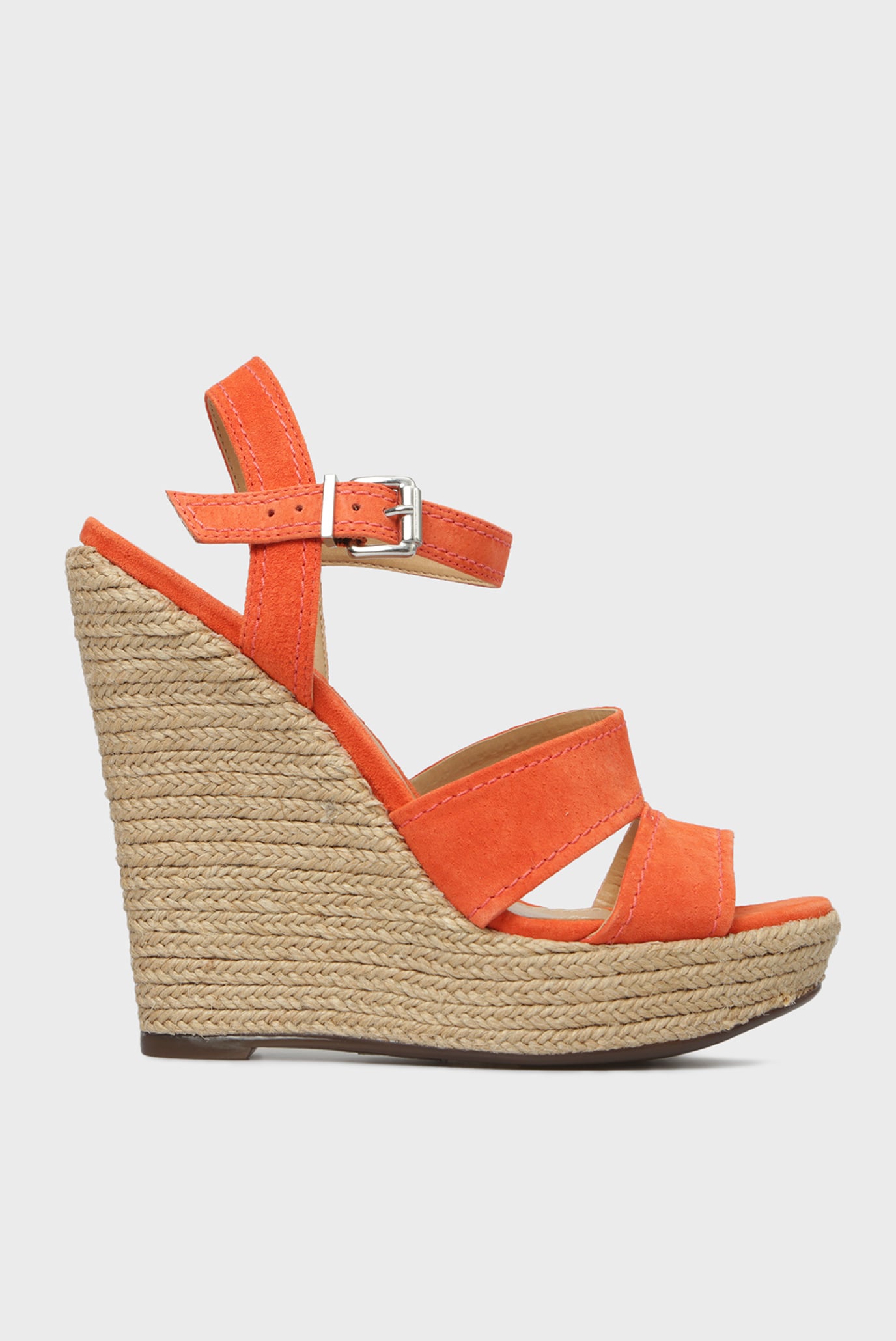 Женские оранжевые босоножки на танкетке 6