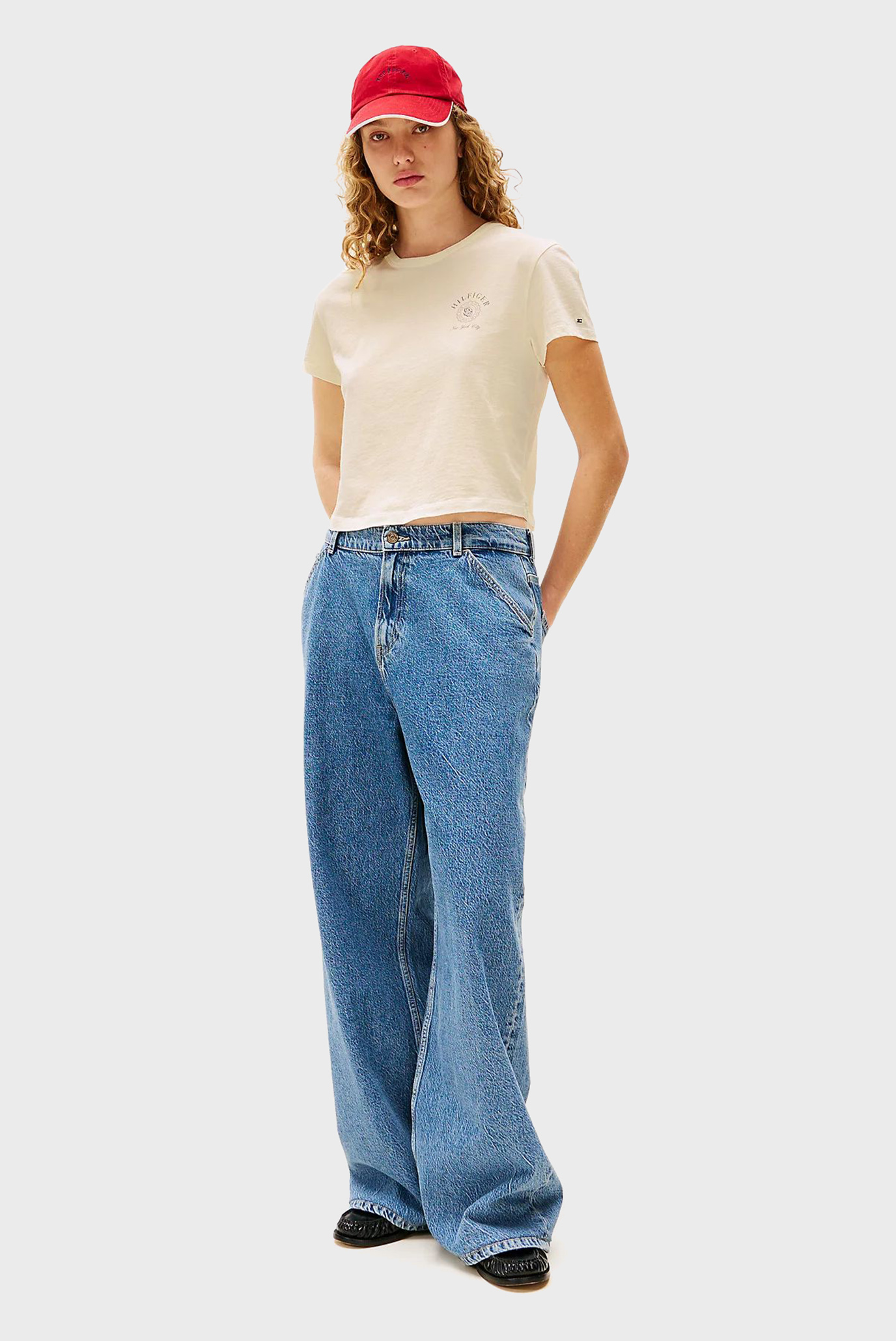 Женская бежевая футболка TH х SRG 2