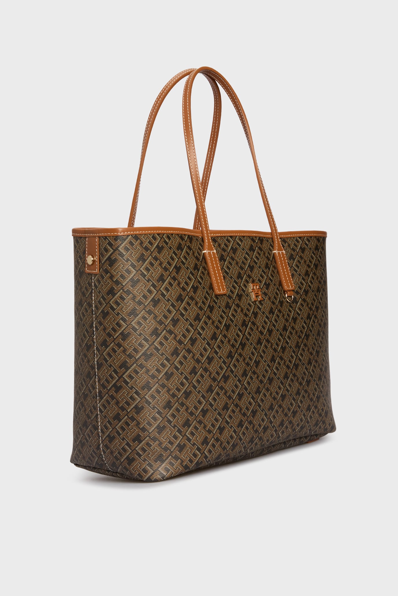 Женская коричневая сумка с узором TH MONOPLAY LEATHER TOTE 3