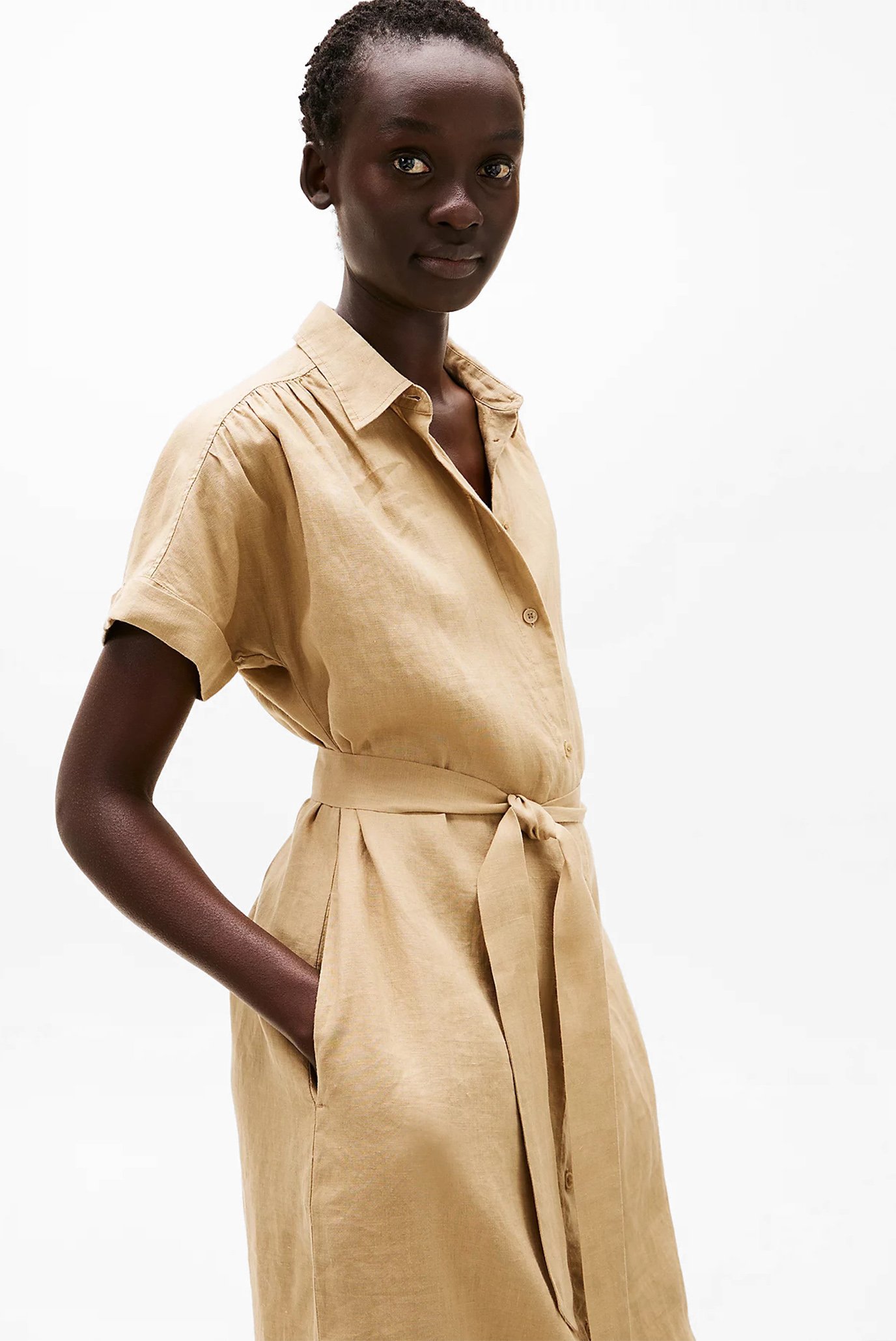Платье ESS LINEN S S MIDI SHIRT DRESSTommy Hilfiger Платье ESS LINEN S S MIDI SHIRT DRESS 4