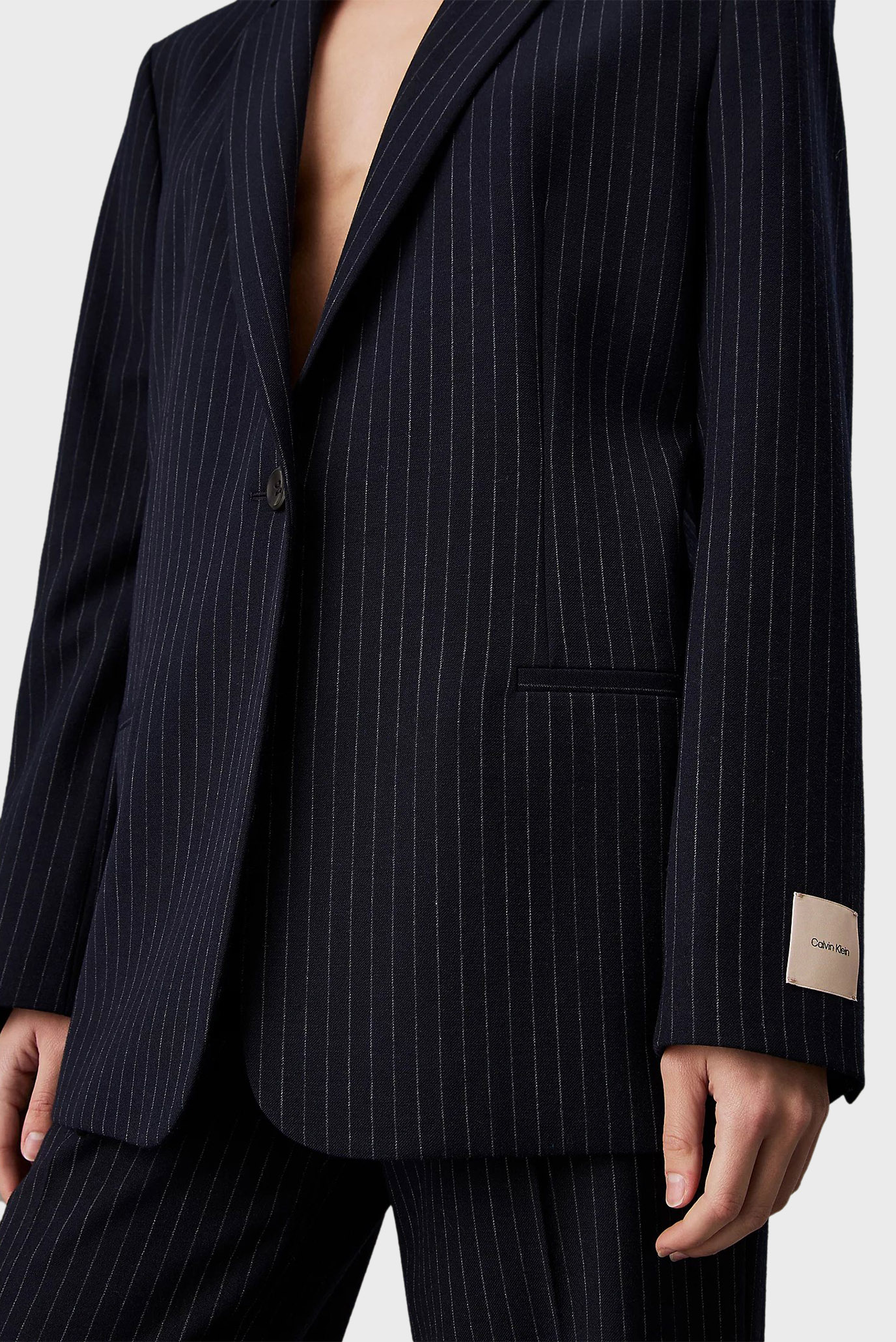 Женский темно-синий жакет в полоску PINSTRIPE SLIMCalvin Klein Женский темно-синий жакет в полоску PINSTRIPE SLIM 4
