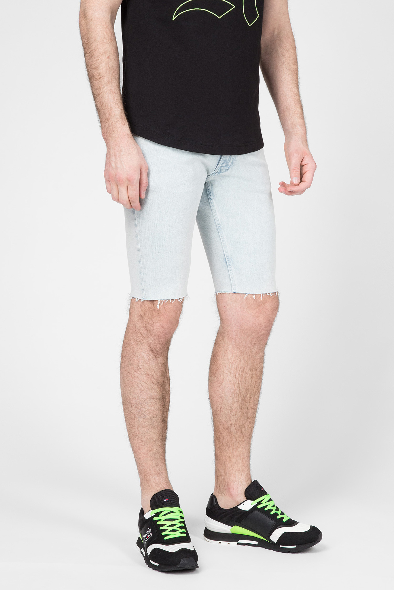 Мужские голубые джинсовые шорты Lewis Hamilton SLIM BLEACH WASH 2