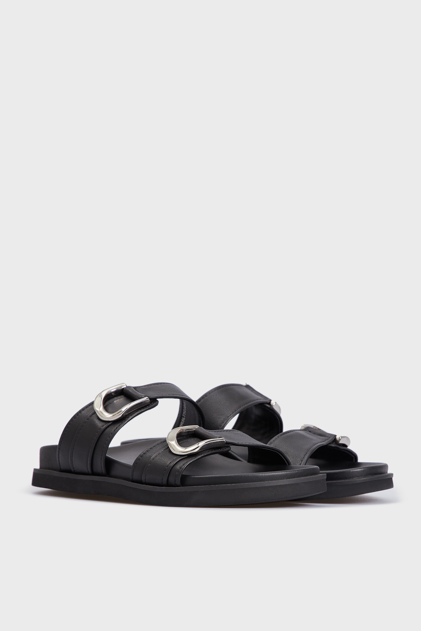 Женские черные кожаные слайдеры Leonna 5