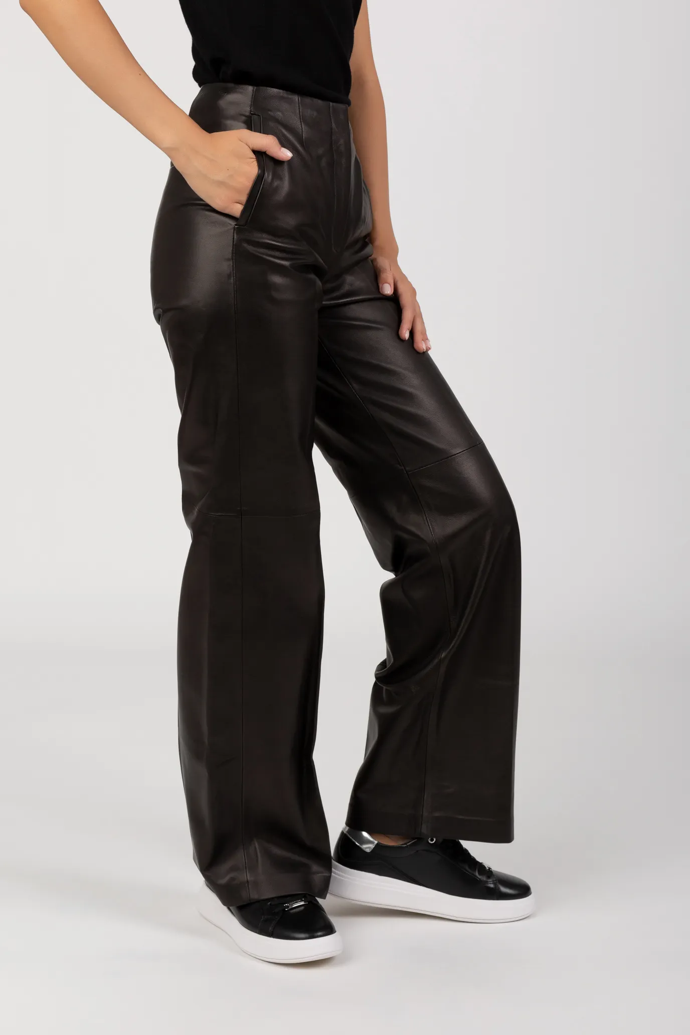 Штаны LEATHER WIDE LEG PANT 2