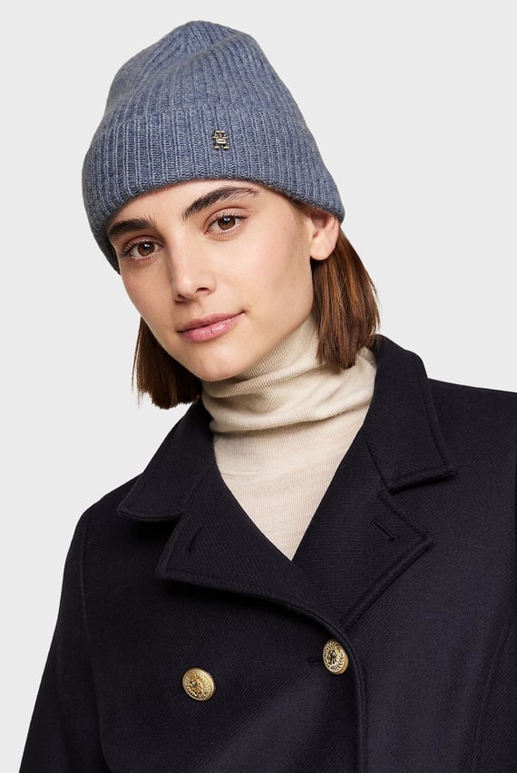 Женская голубая кашемировая шапка CASHMERE CHIC