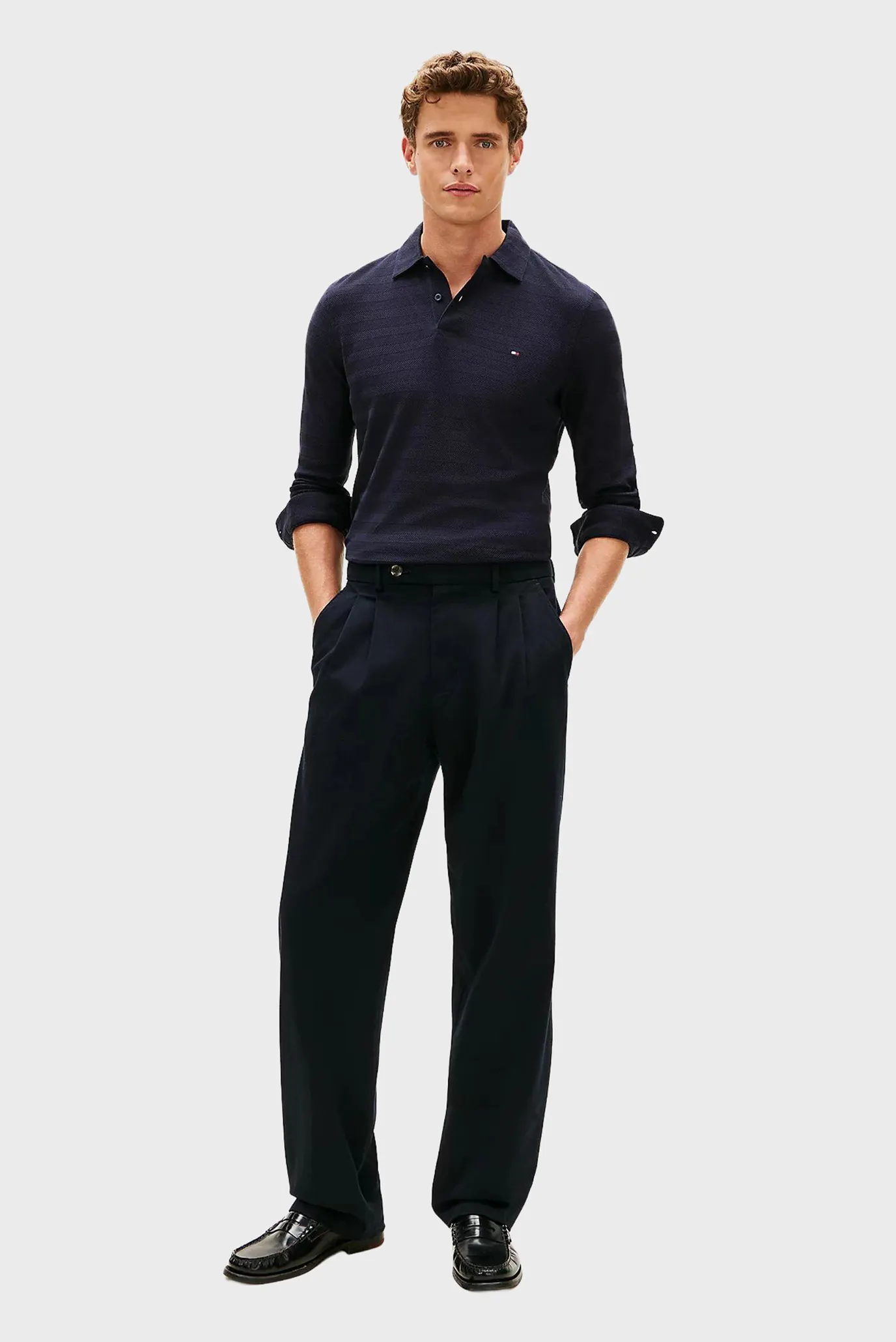 Поло с длинным рукавом LS HERRINGBONE REG POLO 2