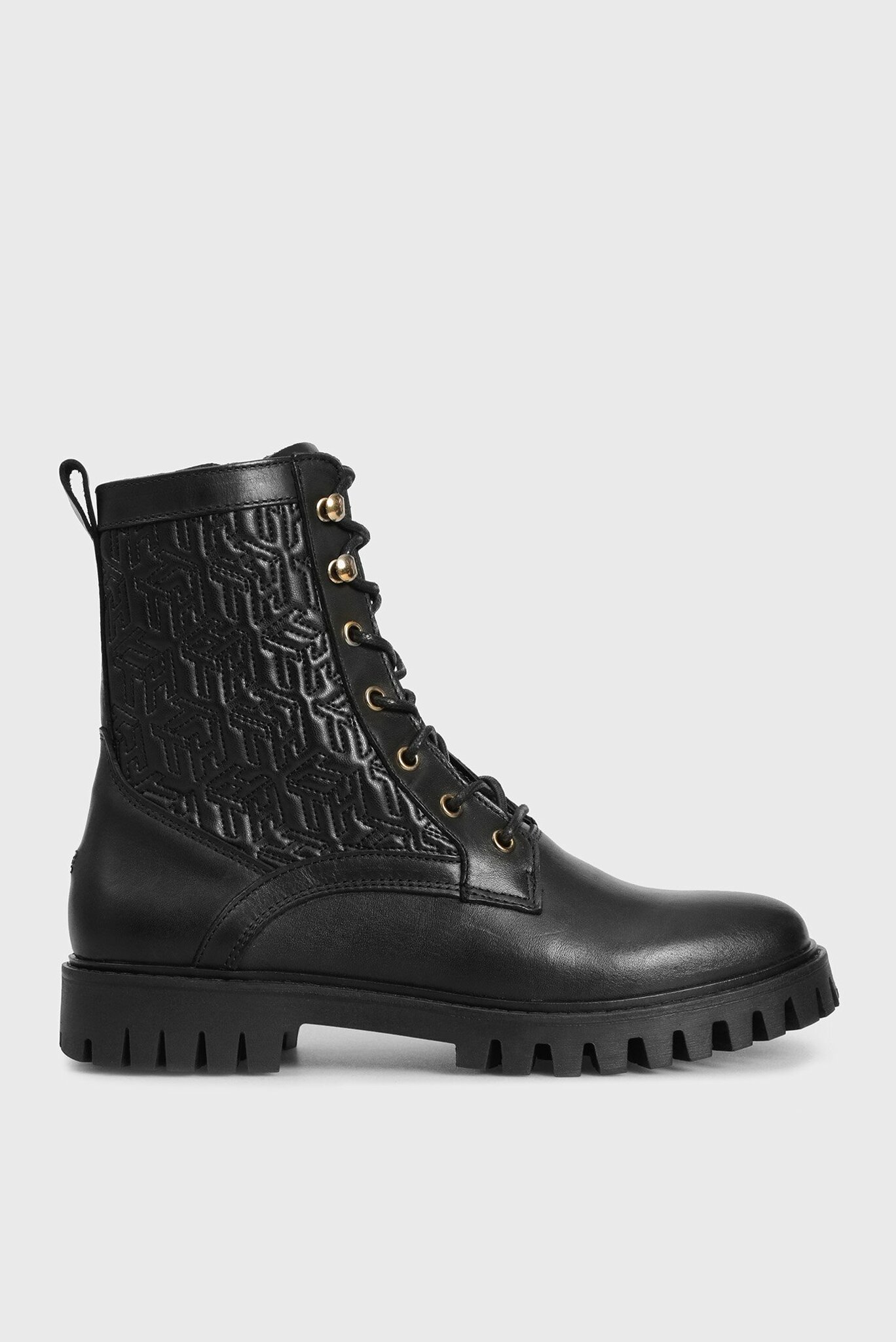Женские черные кожаные ботинки TH MONOGRAM 1