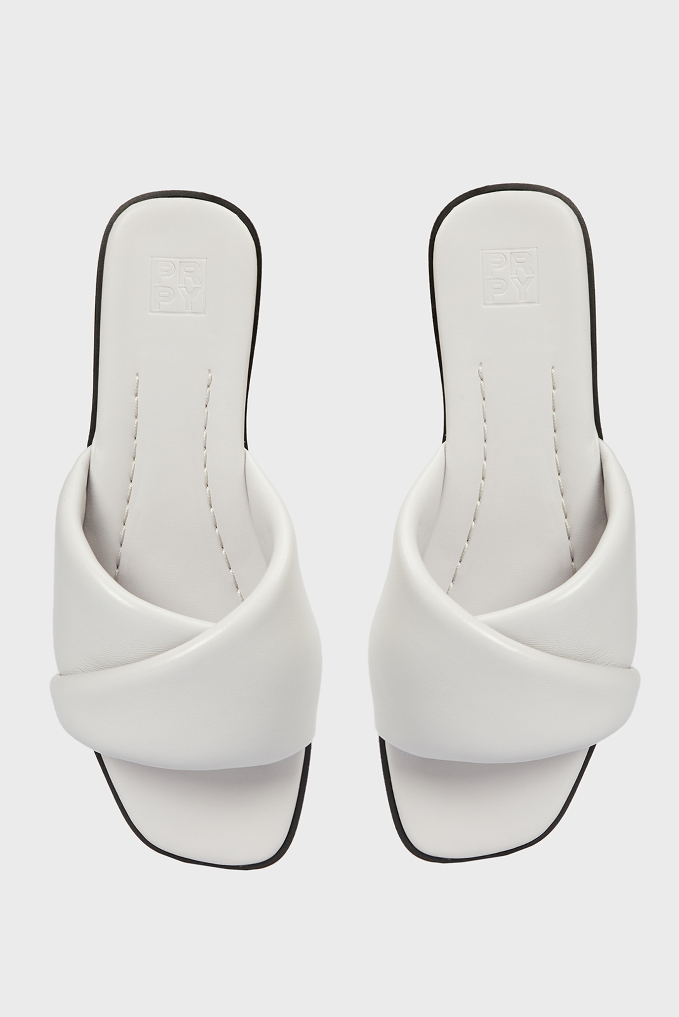 Женские серые кожаные слайдеры Vesna 8