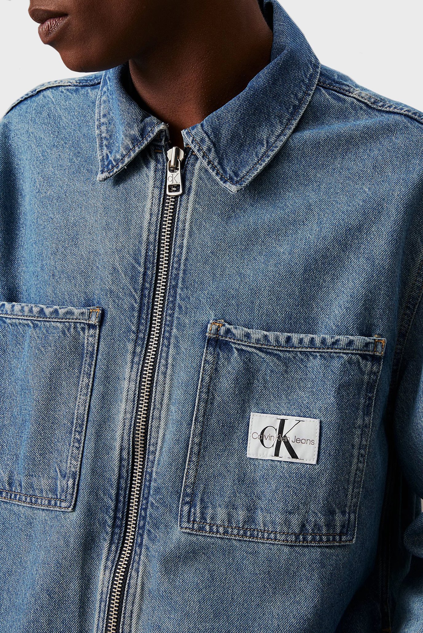 Мужская синяя джинсовая рубашка ZIPPER DENIM SHIRT JACKET 4