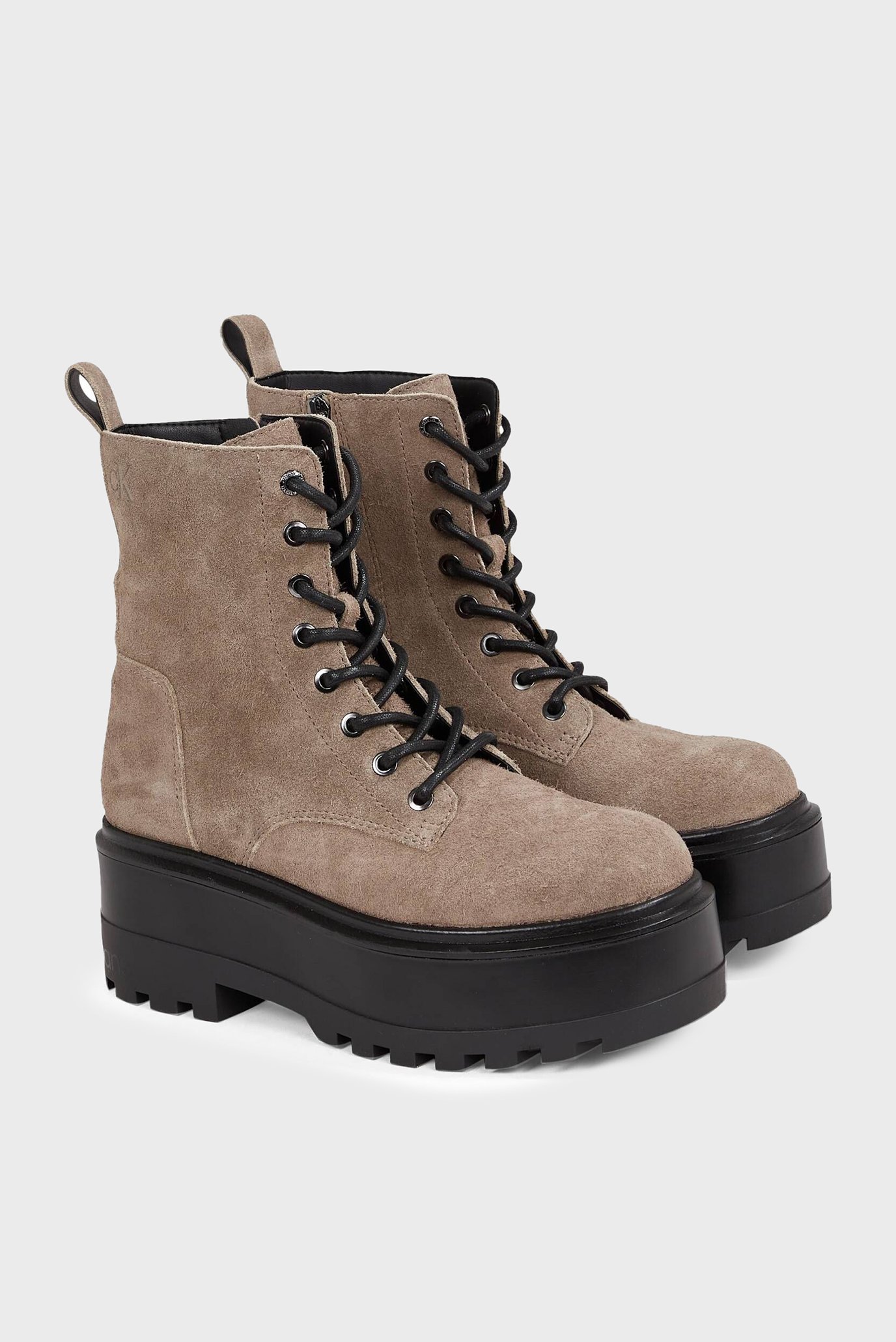 Женские коричневые замшевые ботинки FLATFORM ZIP LACEUP MG S 2