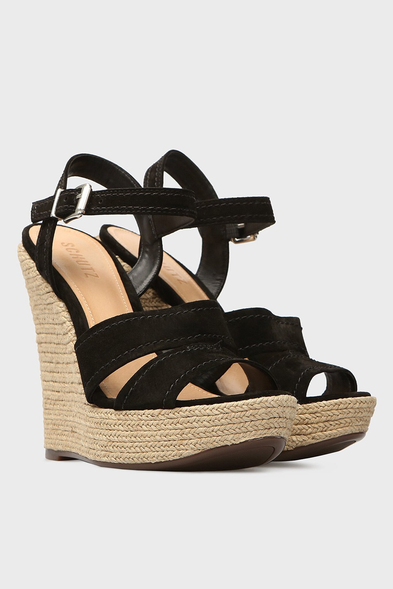 Женские черные замшевые босоножки 2