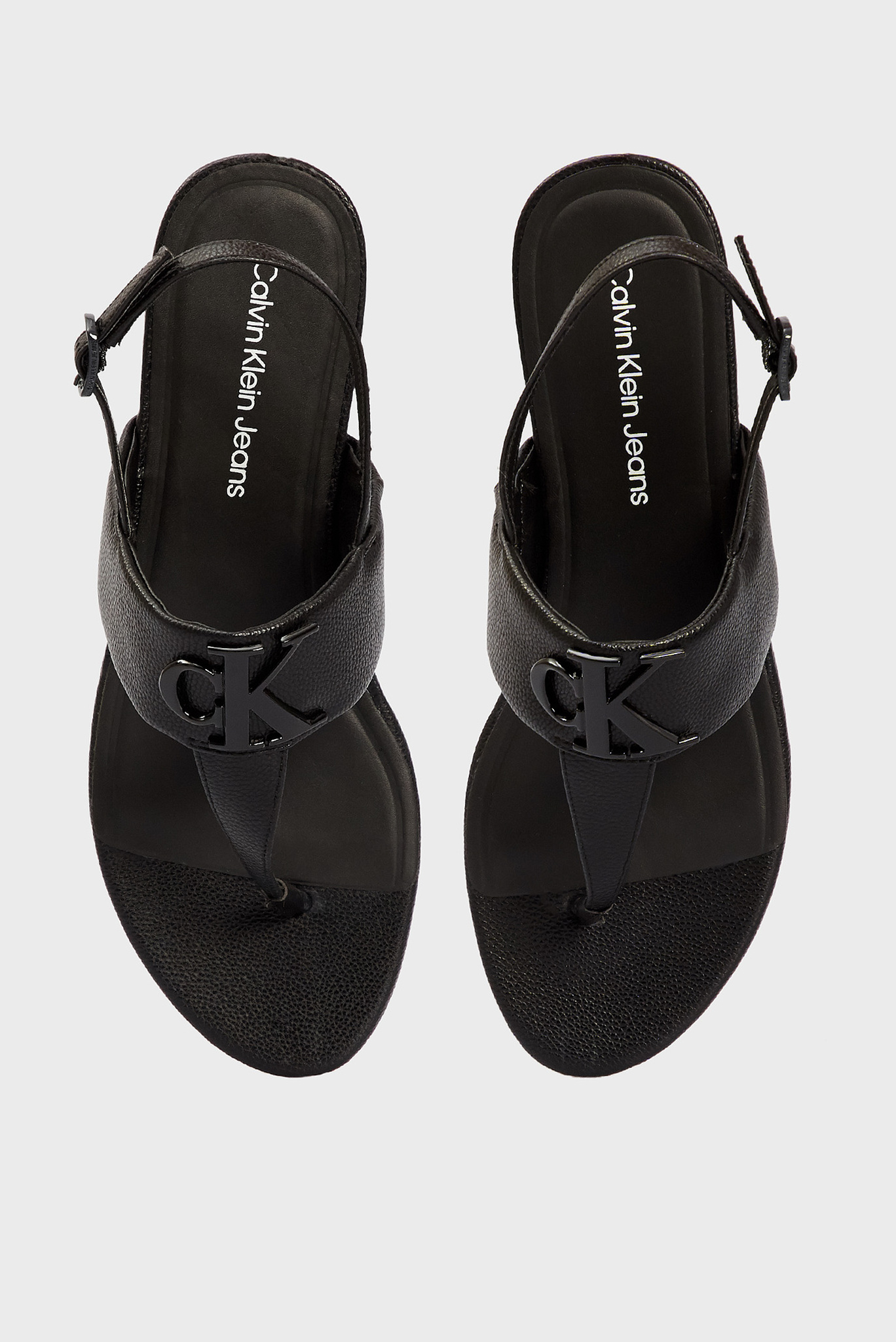 Женские черные кожаные сандалии FLAT 4