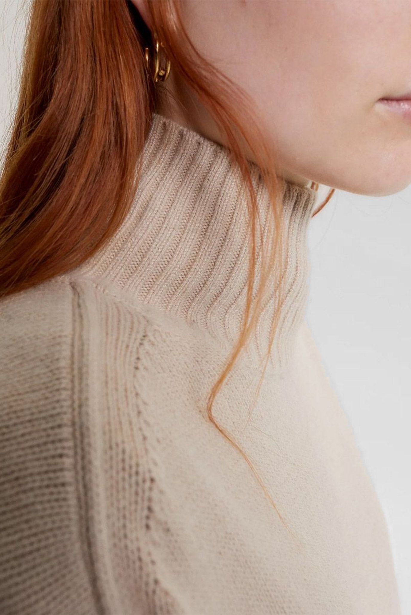 Женский бежевый свитер WOOL BLEND MOCK-NK 2