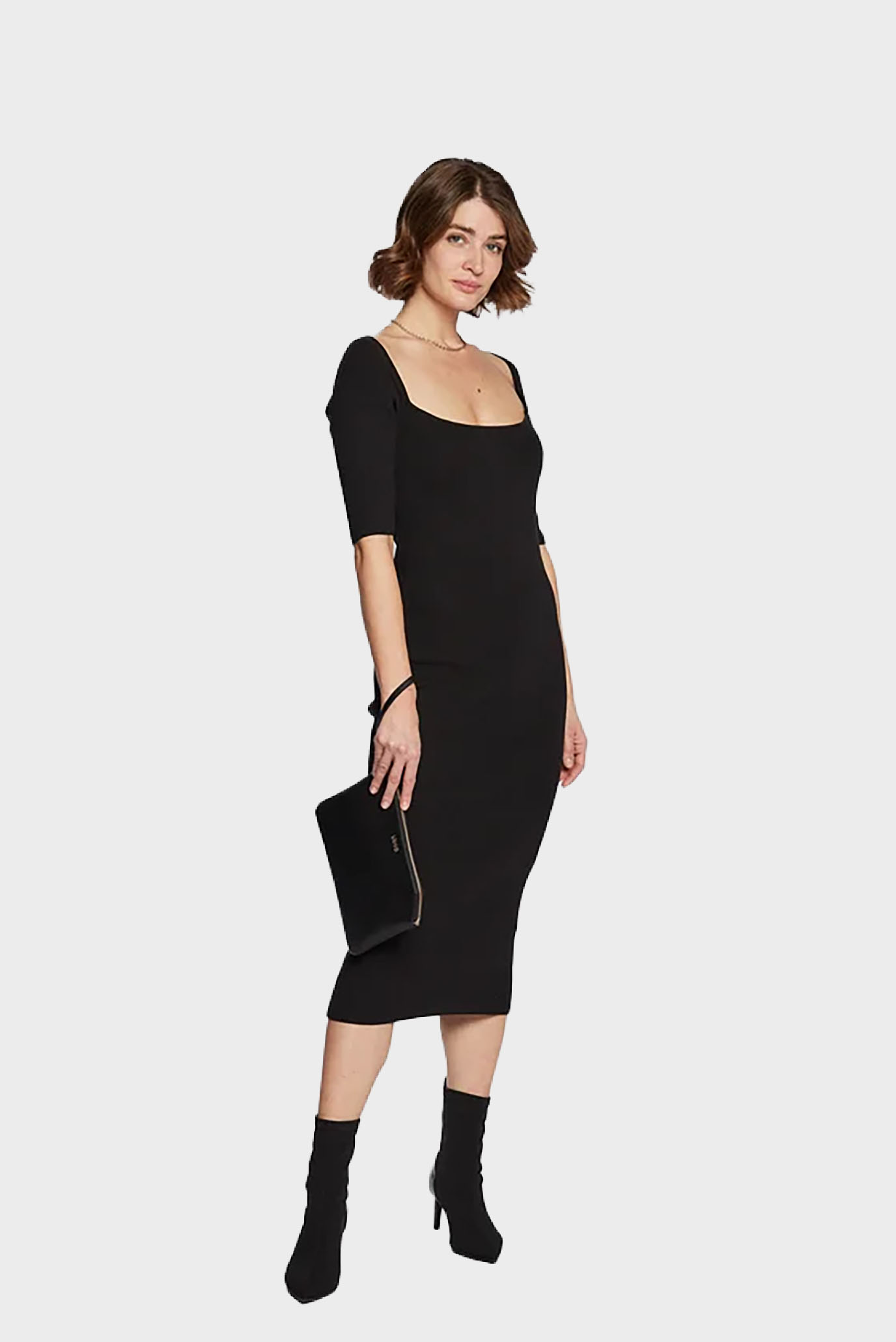 Платье RIB SQUARE-NECK MIDI DRESS 2