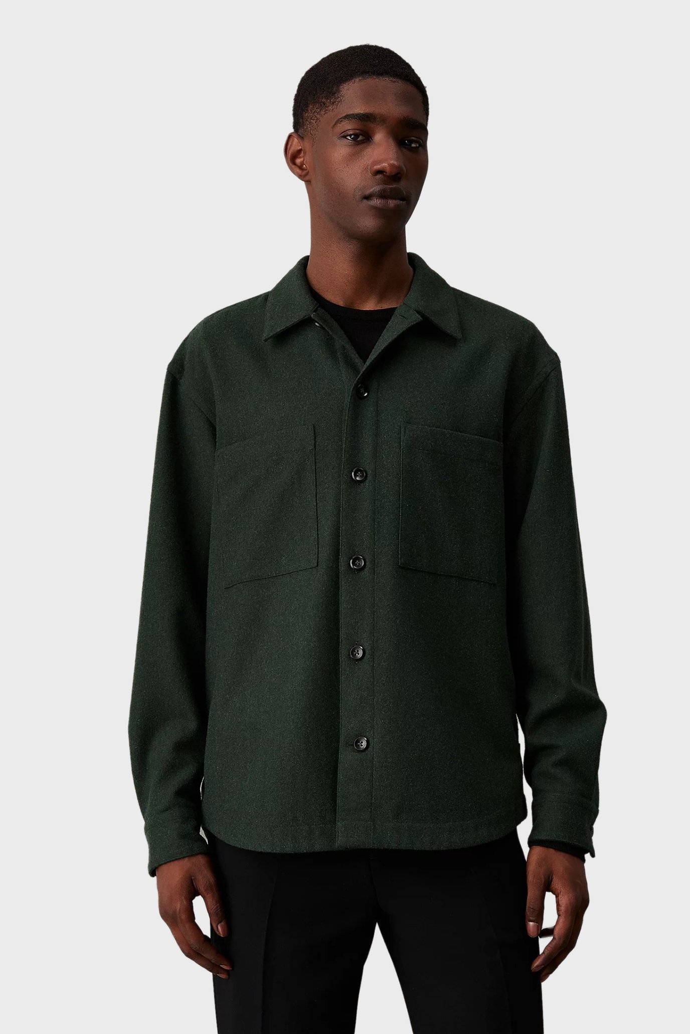 Мужская темно-зеленая шерстяная рубашка WOOL BLEND OVERSHIRT 1