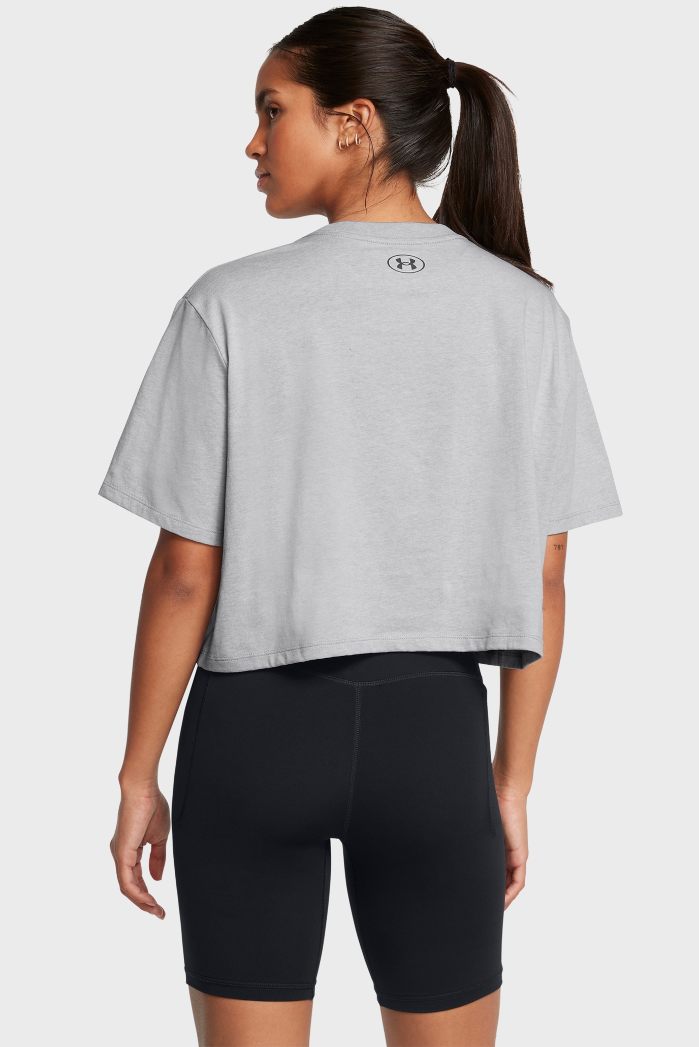 Женская серая футболка UA W BOXY CROP BRANDED SS 2