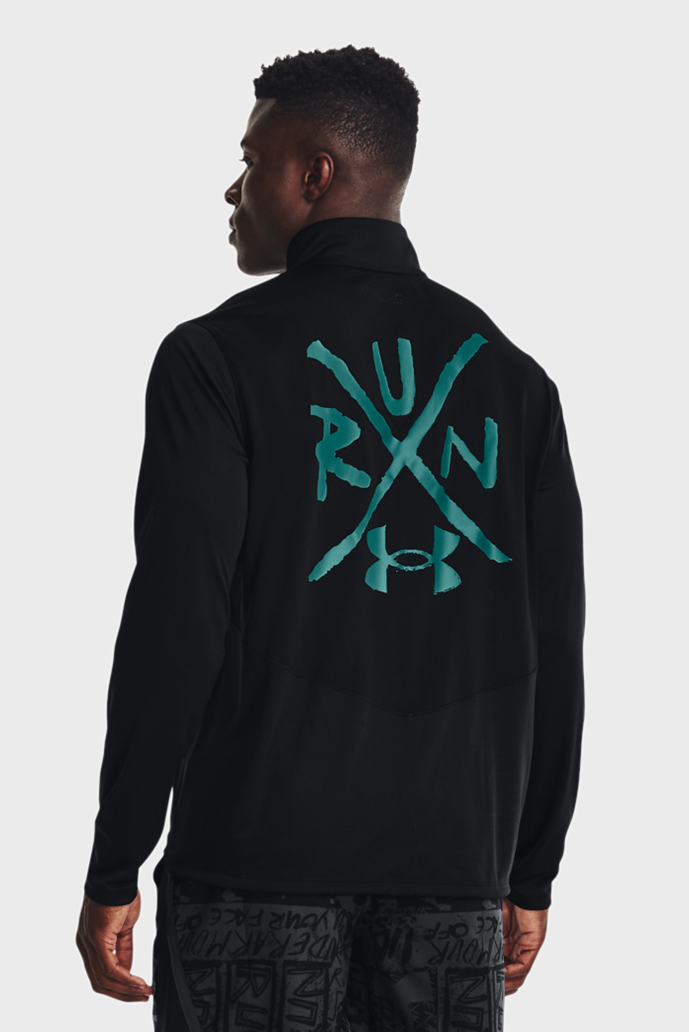 Мужская черная спортивная кофта UA Destroy All Miles 1 2 Zip Under Armour Мужская черная спортивная кофта UA Destroy All Miles 1 2 Zip 9