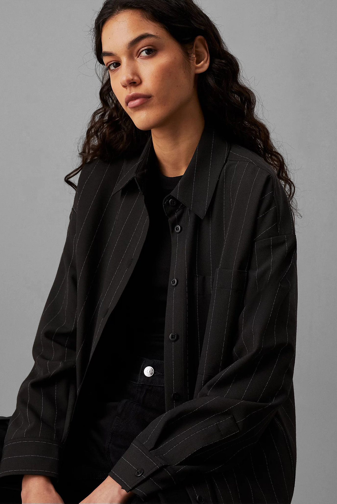 Платье SOFT CREPE PINSTRIPE SHIRT DRESS 4