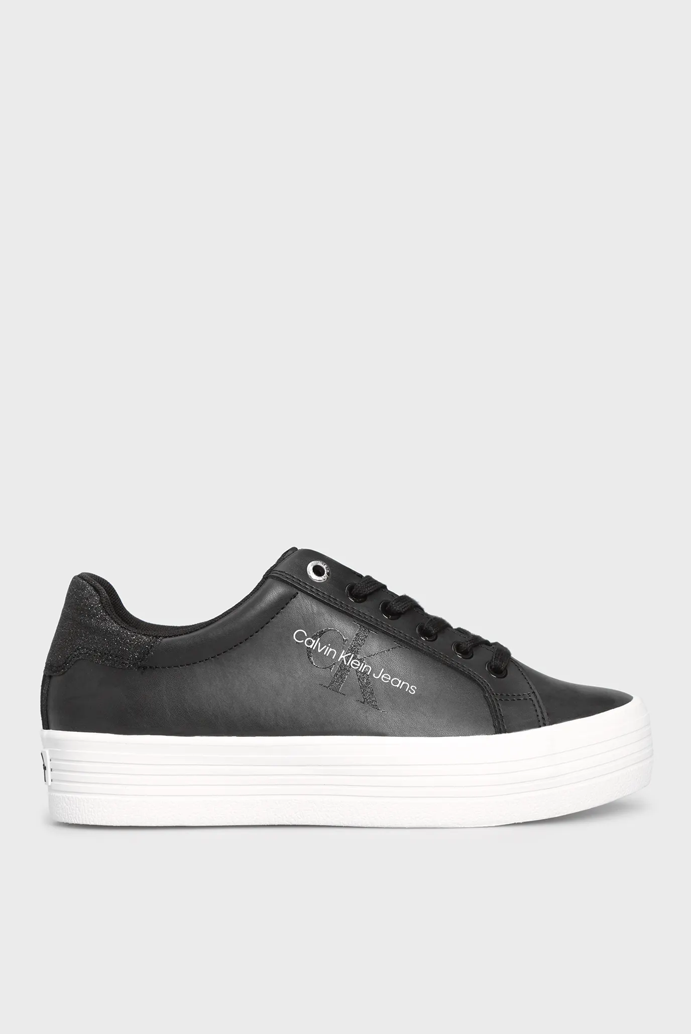Женские черные кожаные сникеры VULCANIZED FLATFORM 7