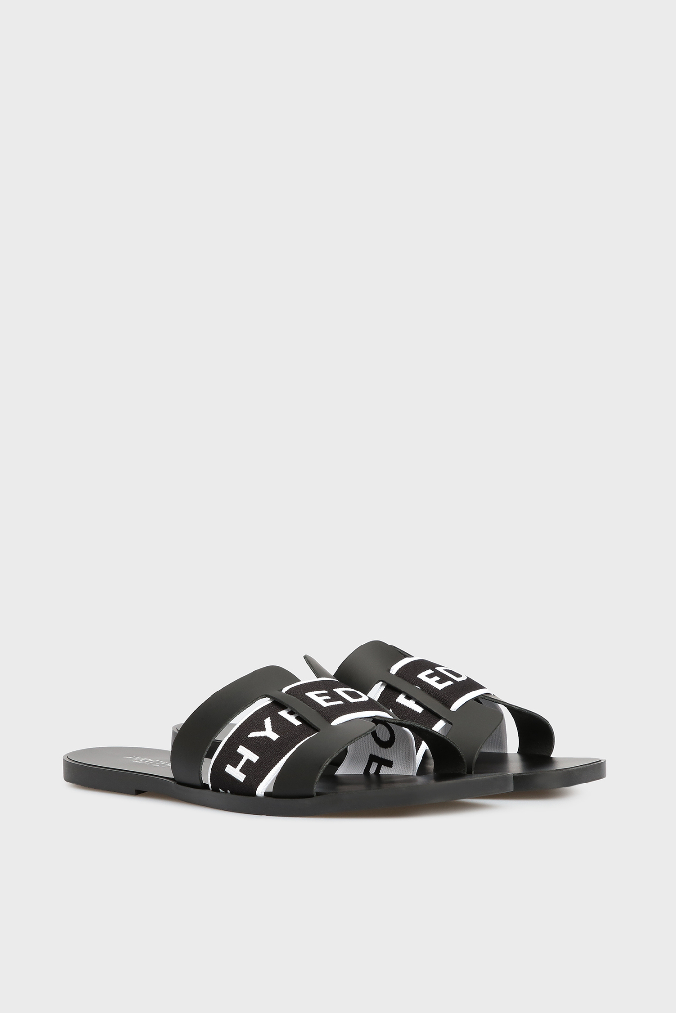 Женские черные кожаные слайдеры 3