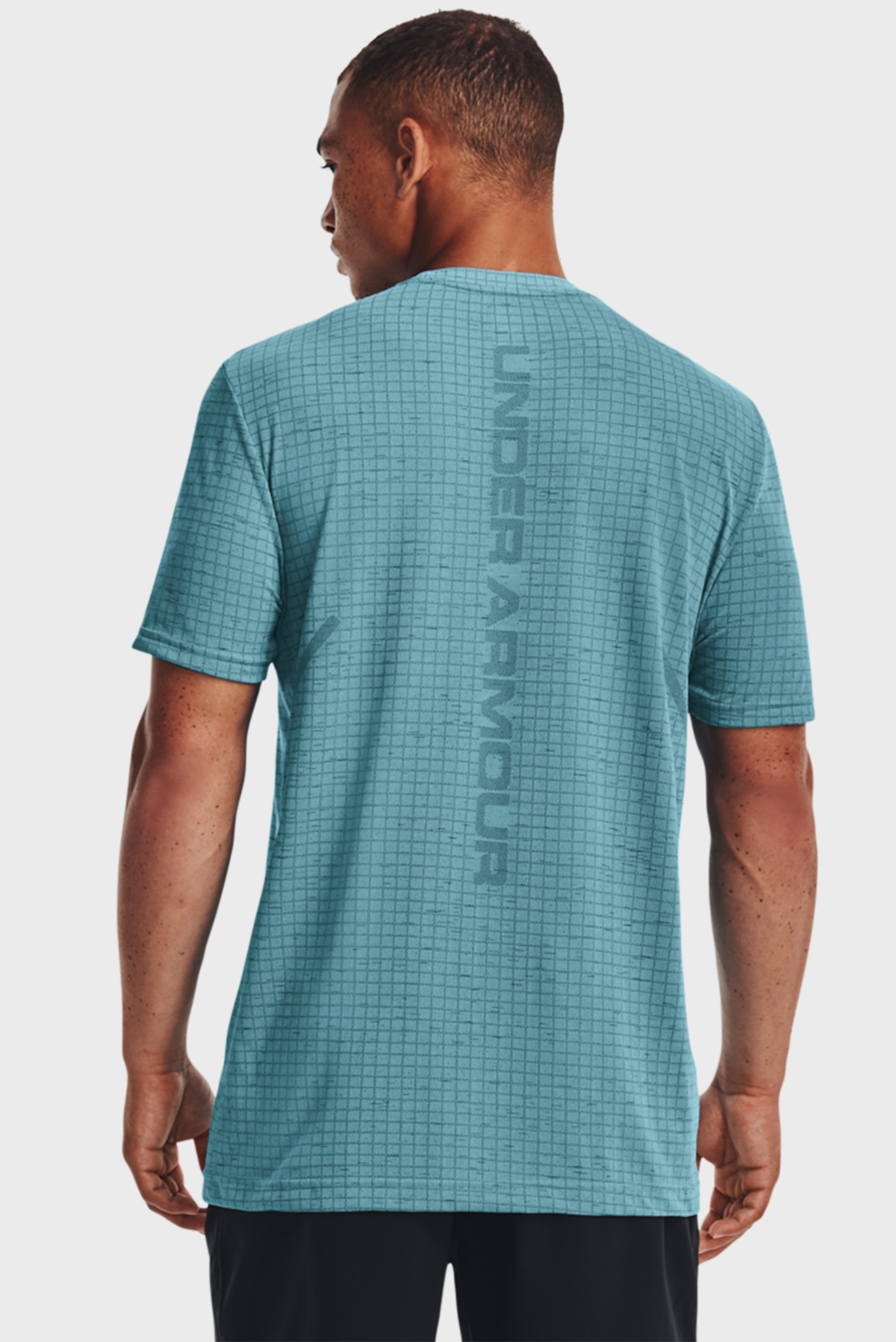 Мужская голубая футболка в клетку UA Seamless Grid SS 9
