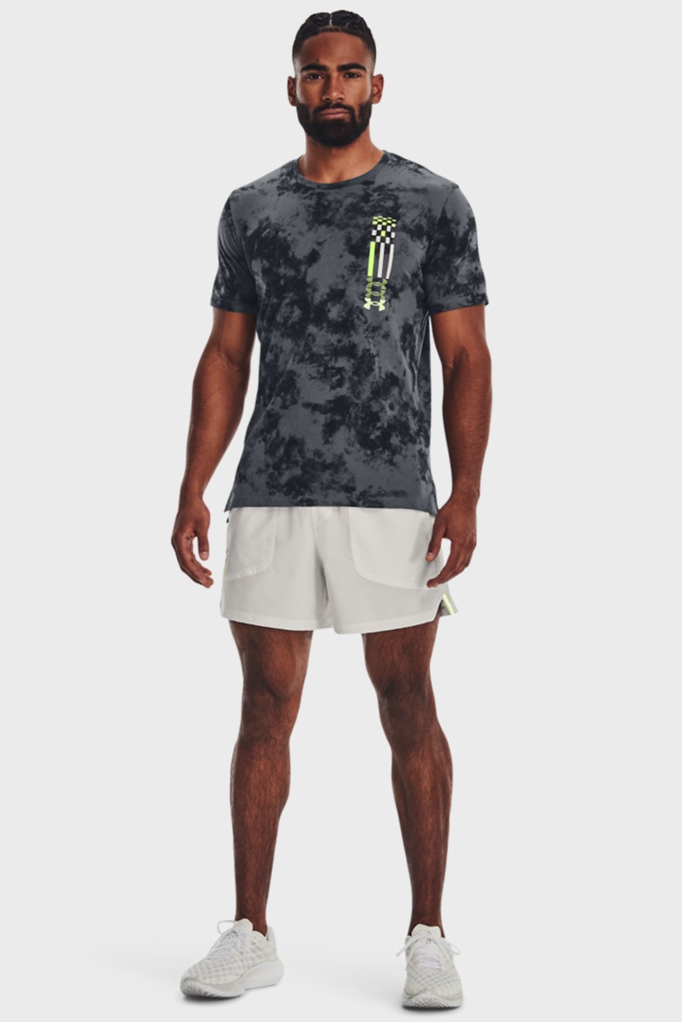 Мужская серая футболка с узором UA RUN ANYWHERE SS TEE 2