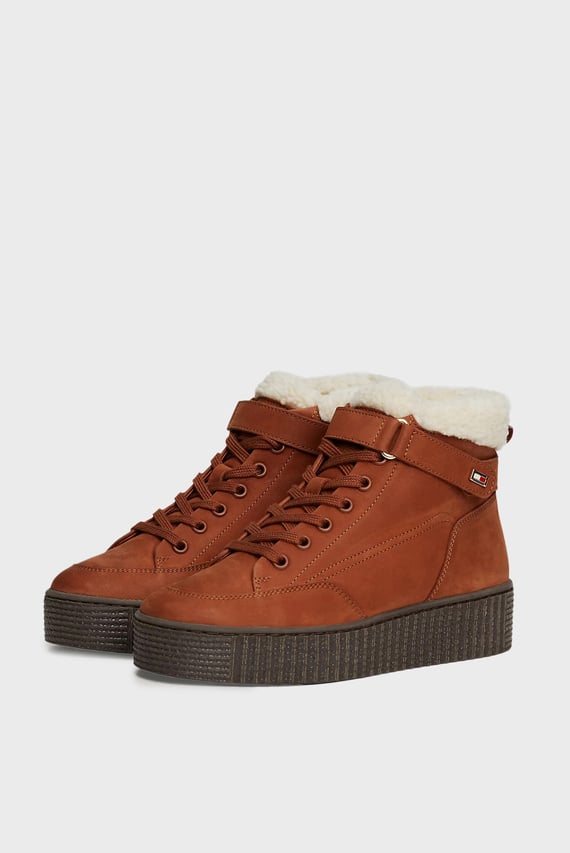 Хайтопы FAUX FUR NUBUCK LOW LACE-UP