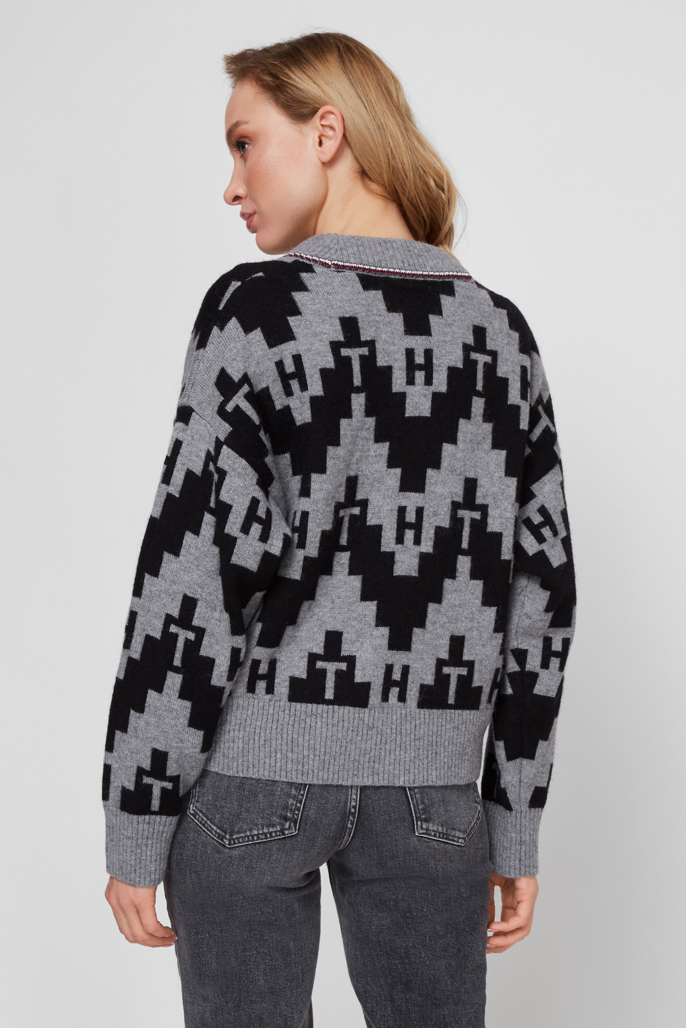 Женский серый кардиган ICON FAIR ISLE CARDITommy Hilfiger Женский серый кардиган ICON FAIR ISLE CARDI 8