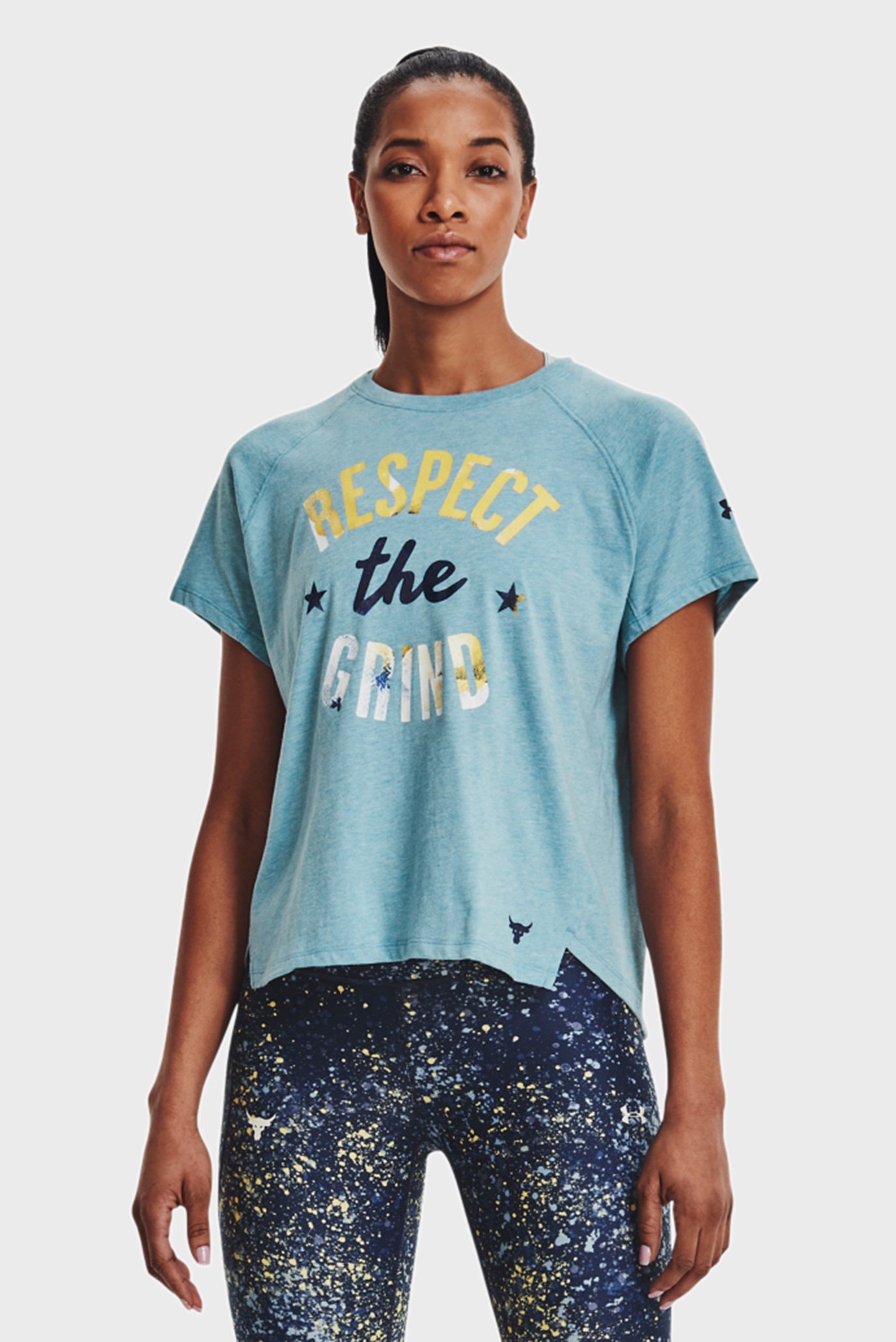Женская голубая футболка UA Pjt Rock The Grind SS 7