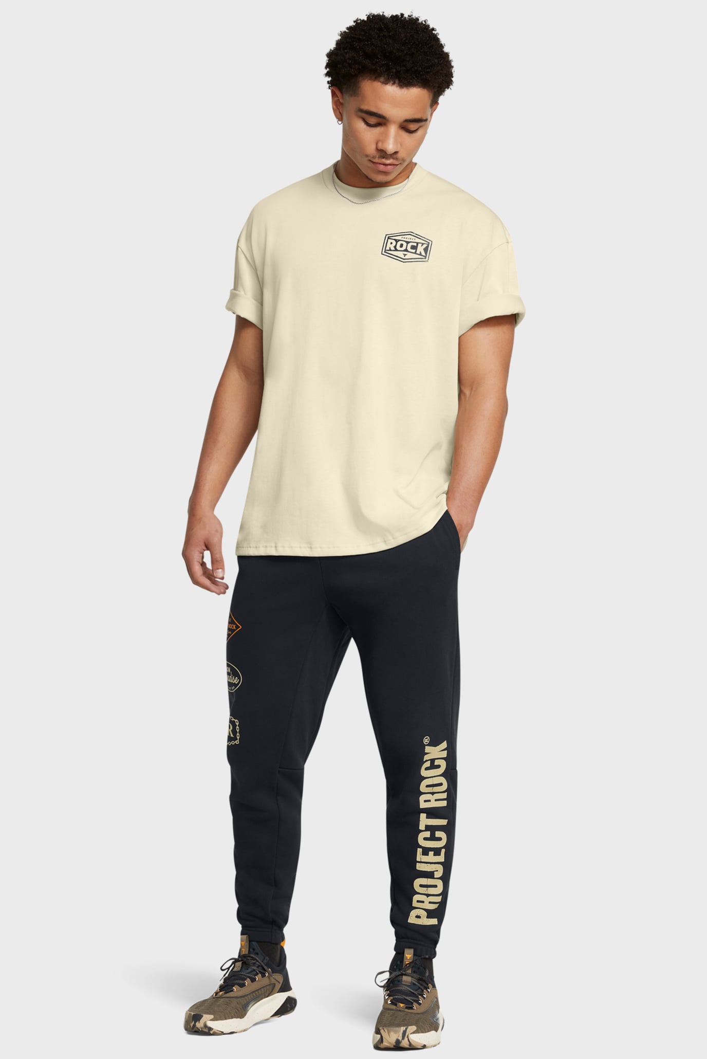 Мужская бежевая футболка UA Pjt Rck HWT SS Tools 3