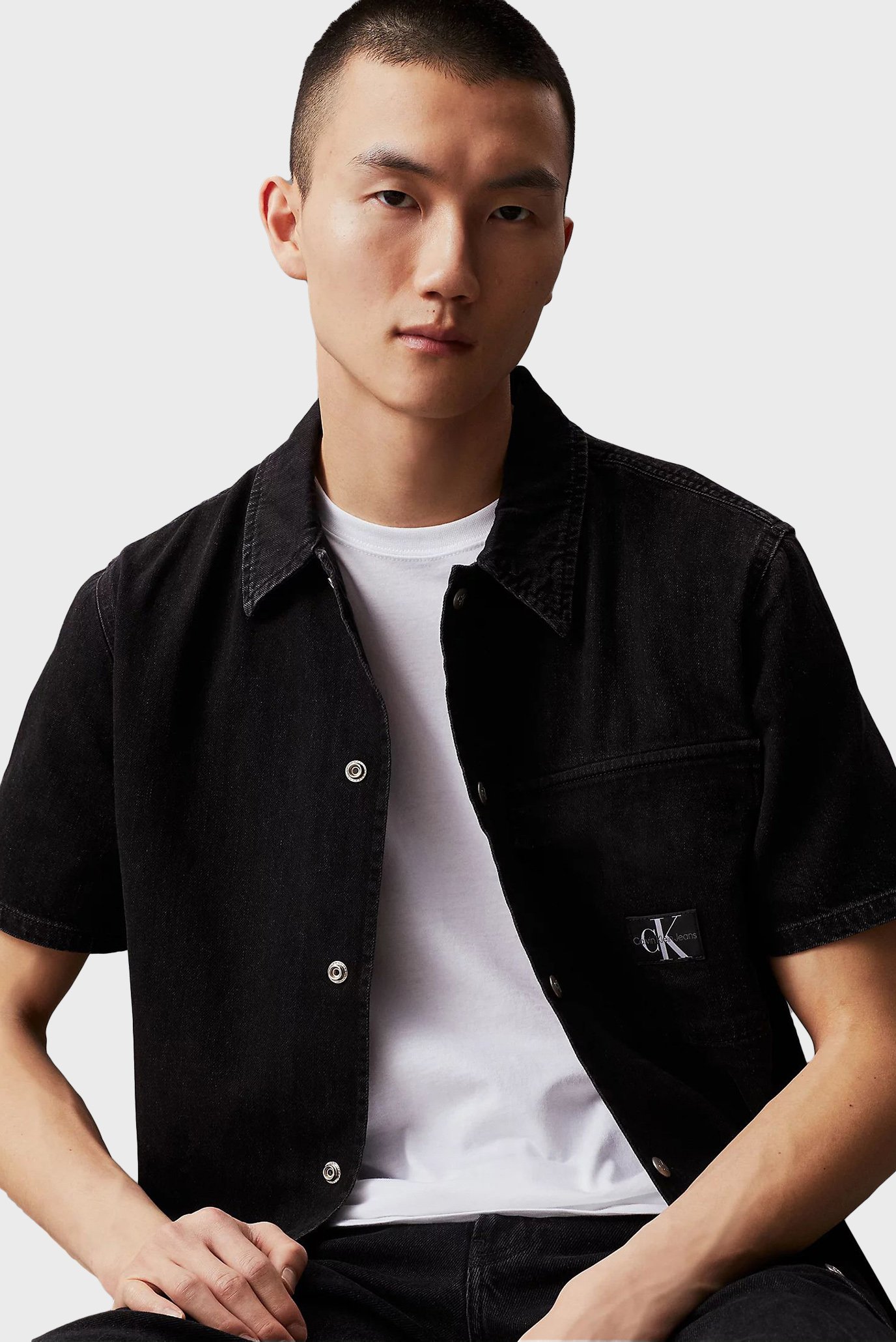 Мужская черная джинсовая рубашка CAMP DENIM SHIRT 2