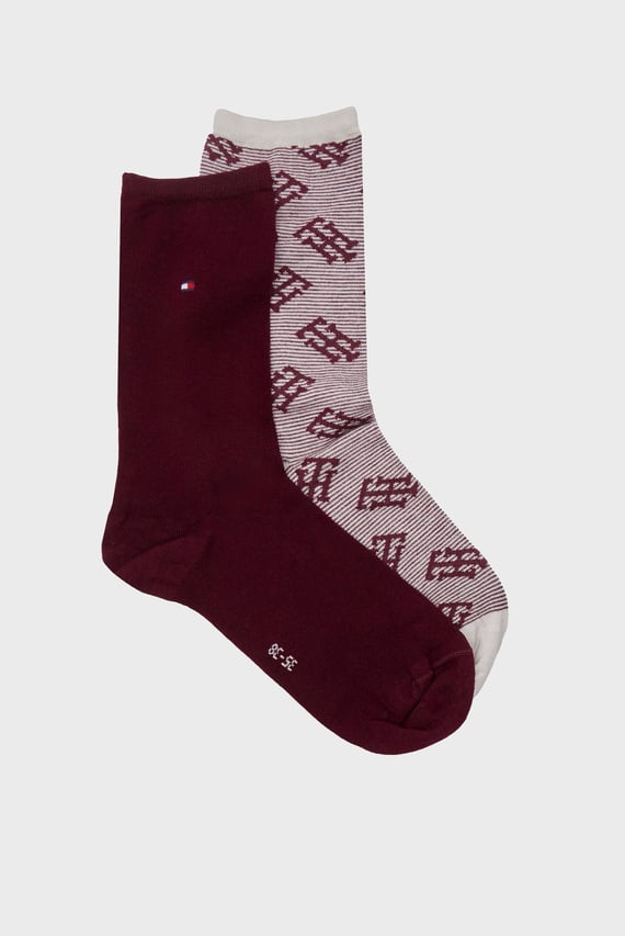 Носки/TH WOMEN SOCK 2P MONOGRAM ONE ROW STRIPE