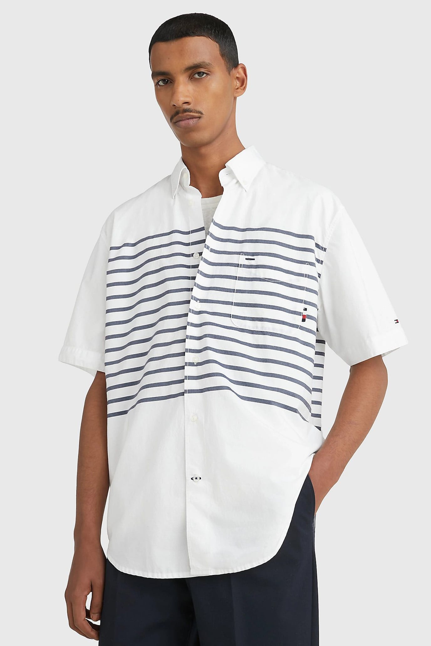 Мужская белая рубашка BRETON PLACED STRIPE 6