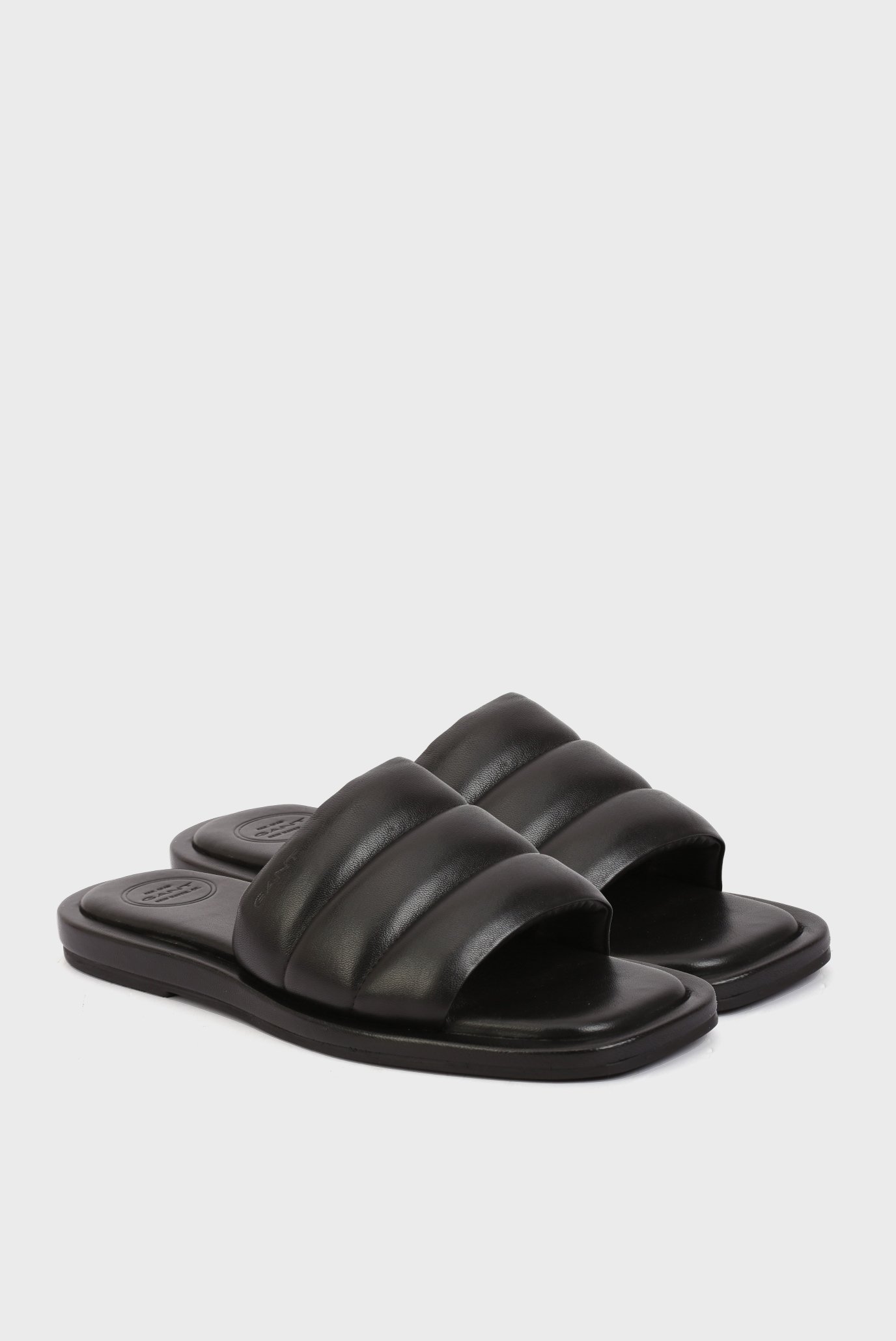 Женские черные кожаные слайдеры Khiria 2