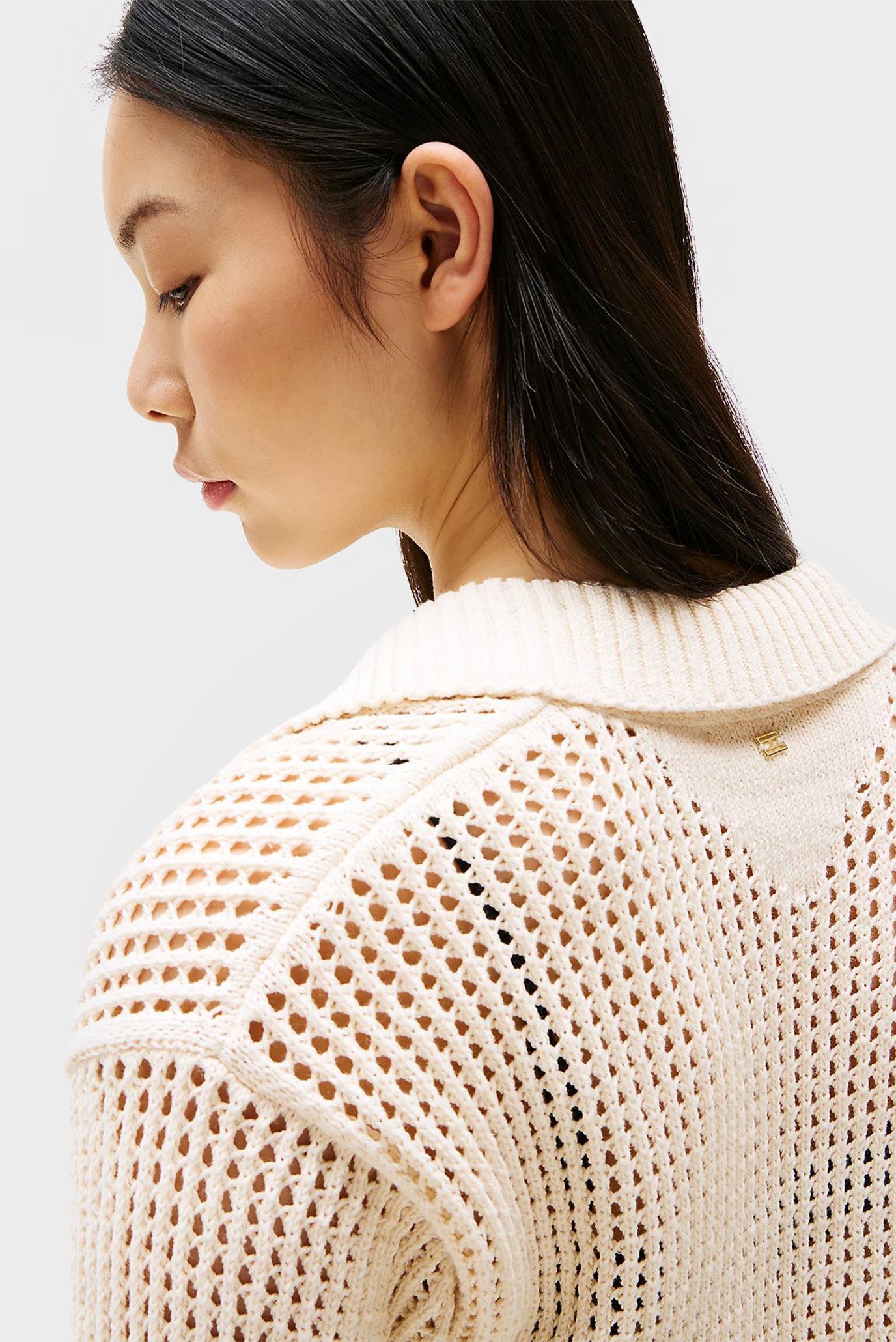 Женское бежевое поло CROCHET 4