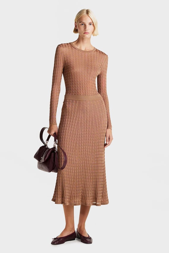 Юбка RAYON CABLE MIDI FLARED SKIRT