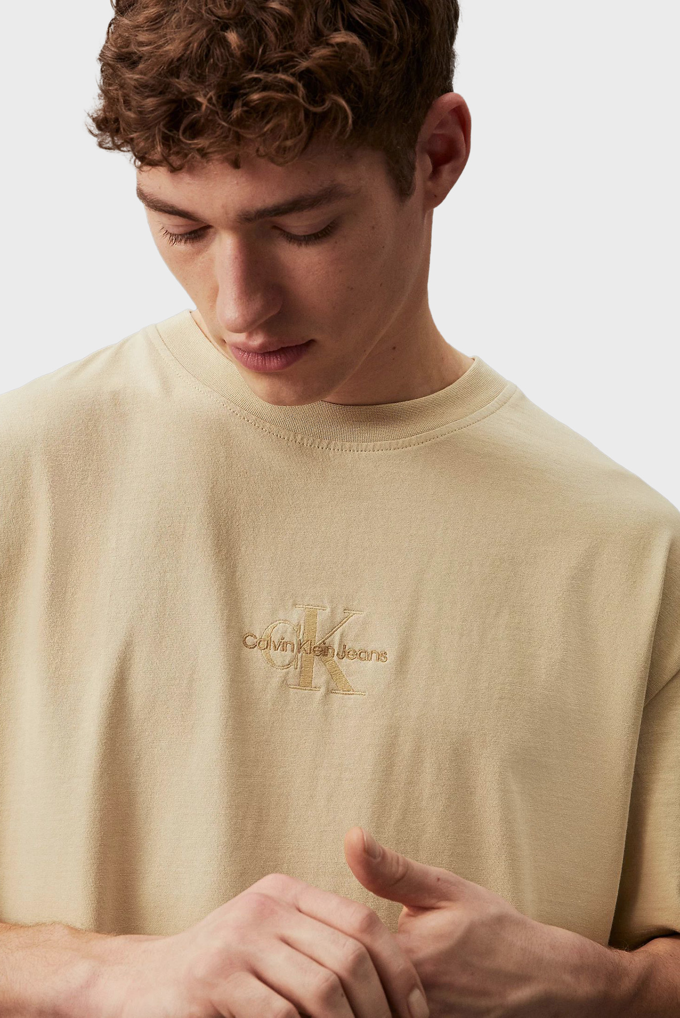 Мужская бежевая футболка WASHED MONOLOGO TEE 2