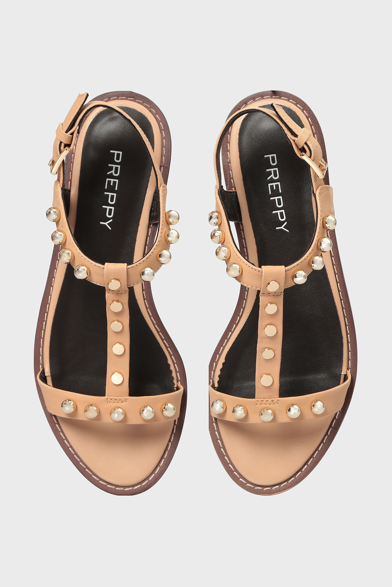 Женские бежевые кожаные сандалии Iness 9