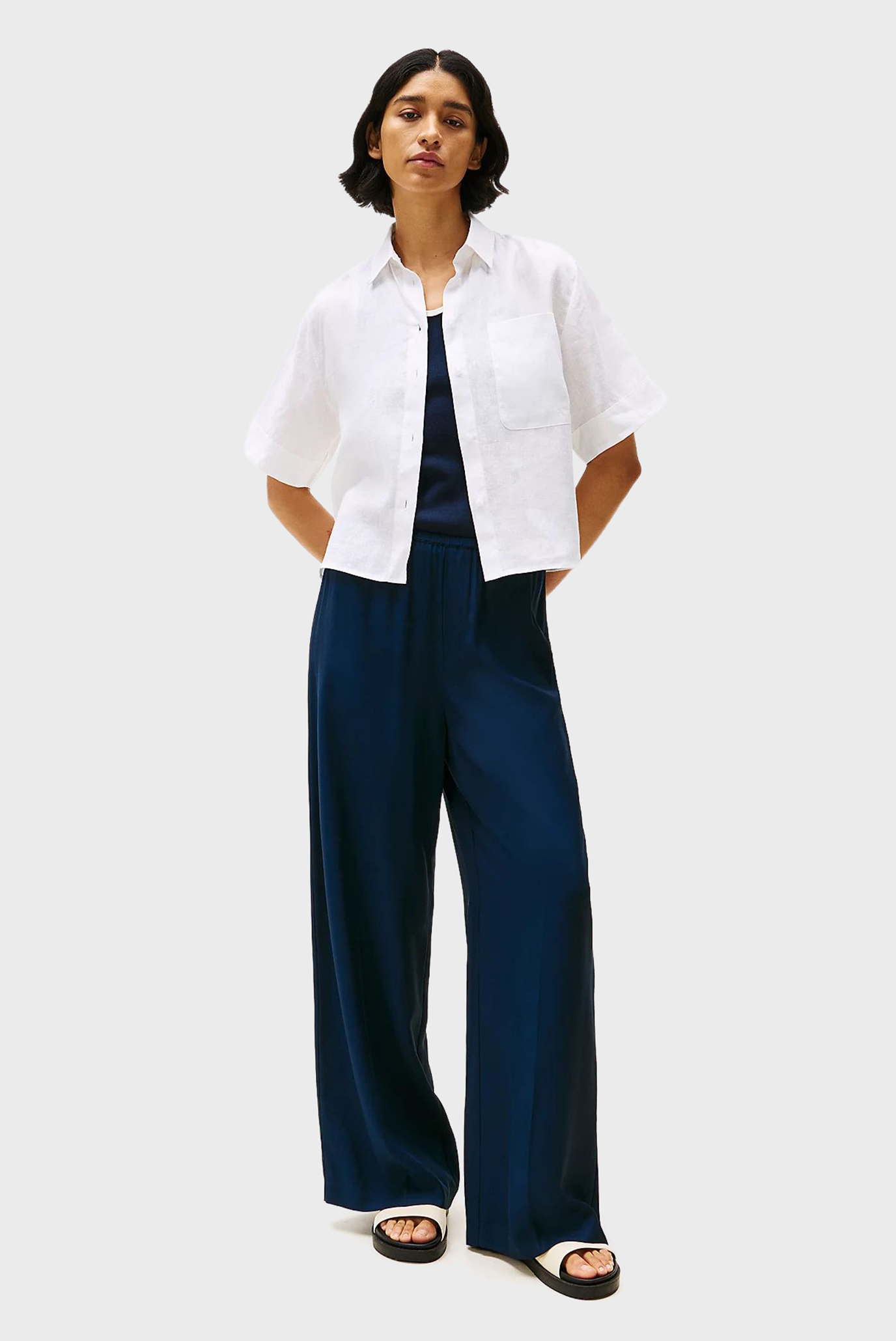 Женская белая льняная рубашка ESSTommy Hilfiger Женская белая льняная рубашка ESS 2