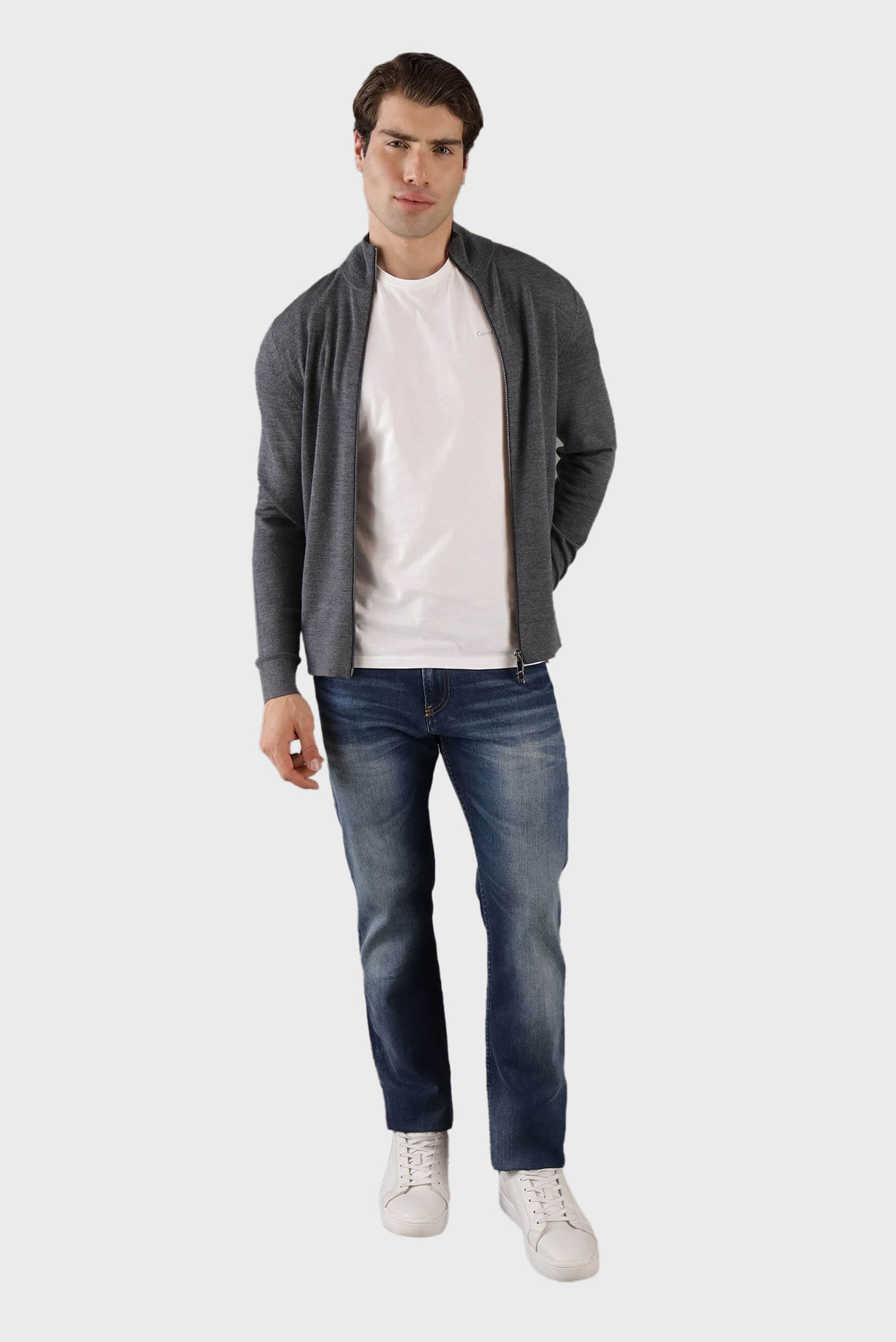 Мужской серый шерстяной кардиган MERINO RWS ZIP THROUGH JACKET 2