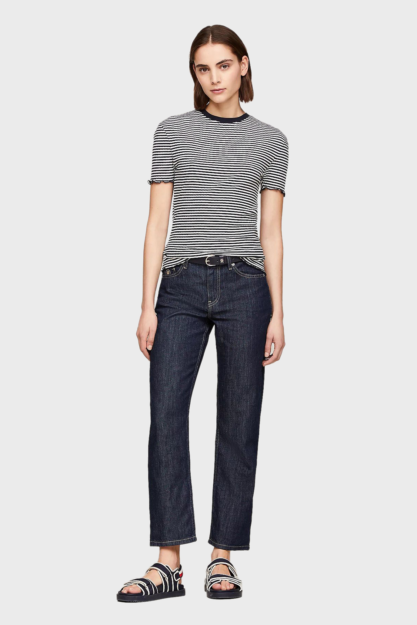 Женский топ в полоску SLIM CTN MODAL RIB STP C-NK SS 2