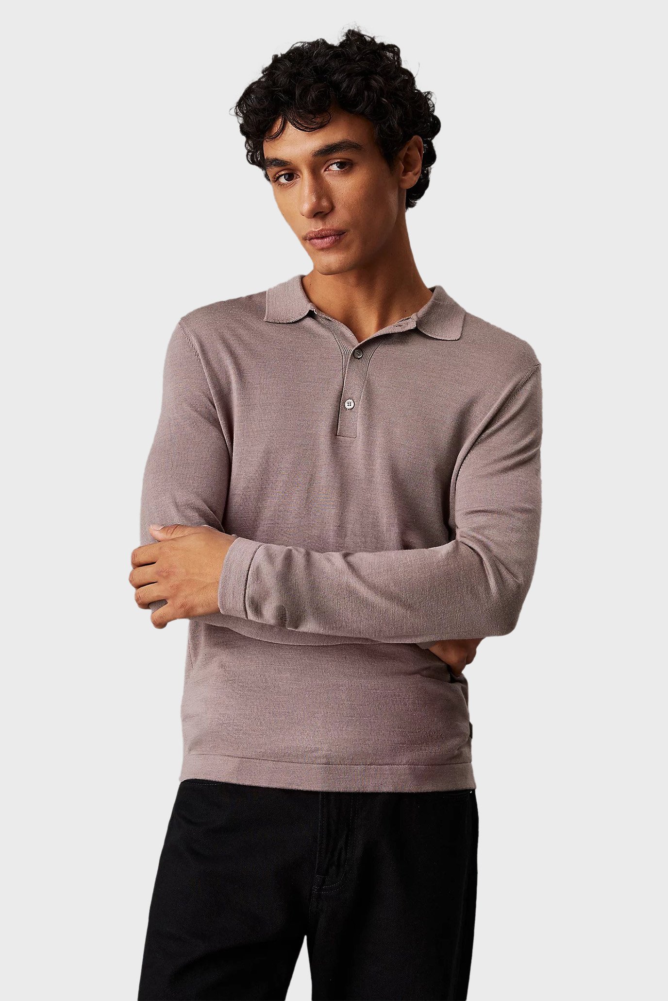 Поло с длинным рукавом/ITALIAN MERINO SILK LS POLO 1