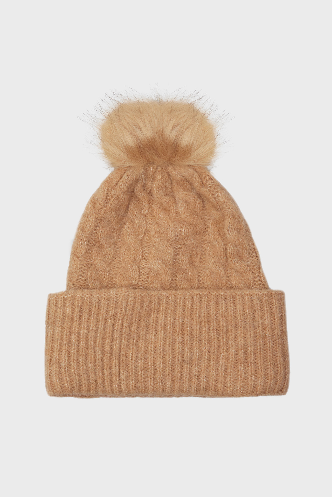 Женская бежевая шапка TH TIMELESS BEANIE CABLE 2